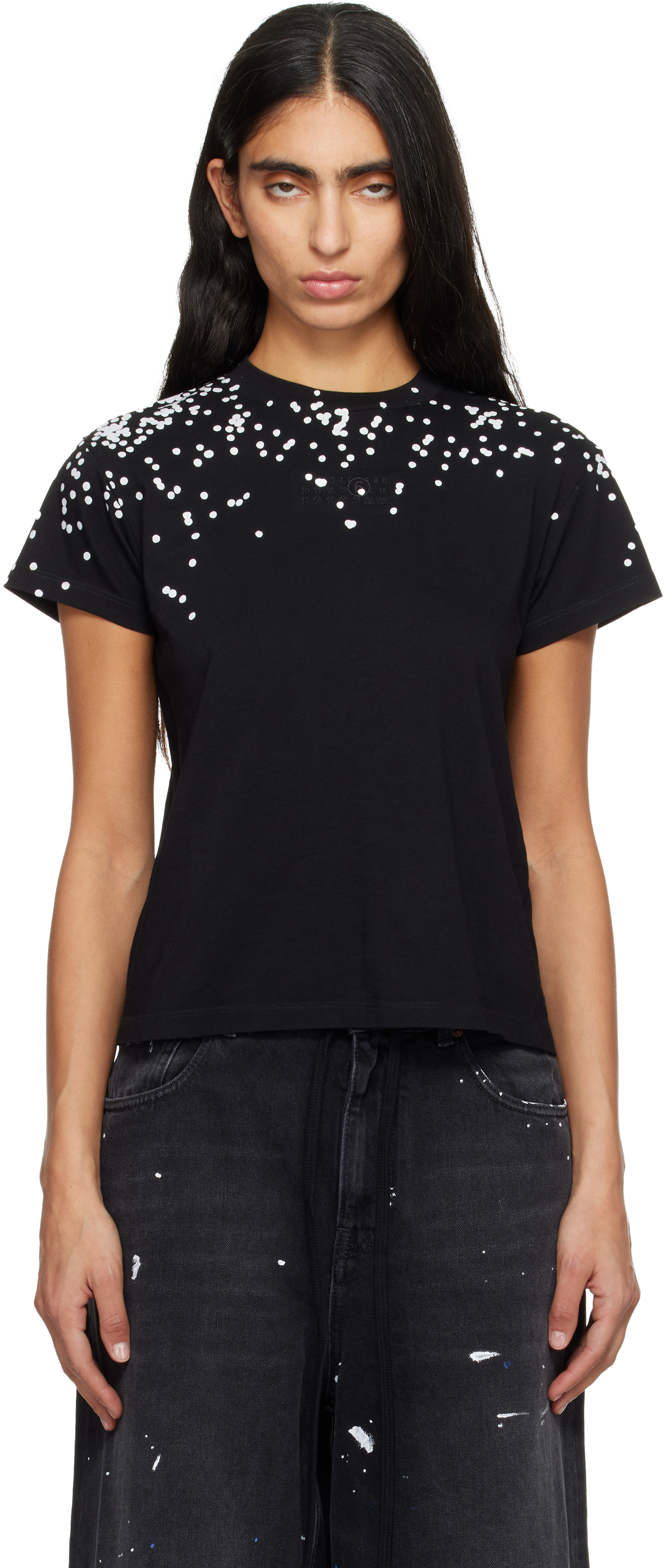 Black Cotton Jersey T-shirt by MM6 Maison Margiela on Sale