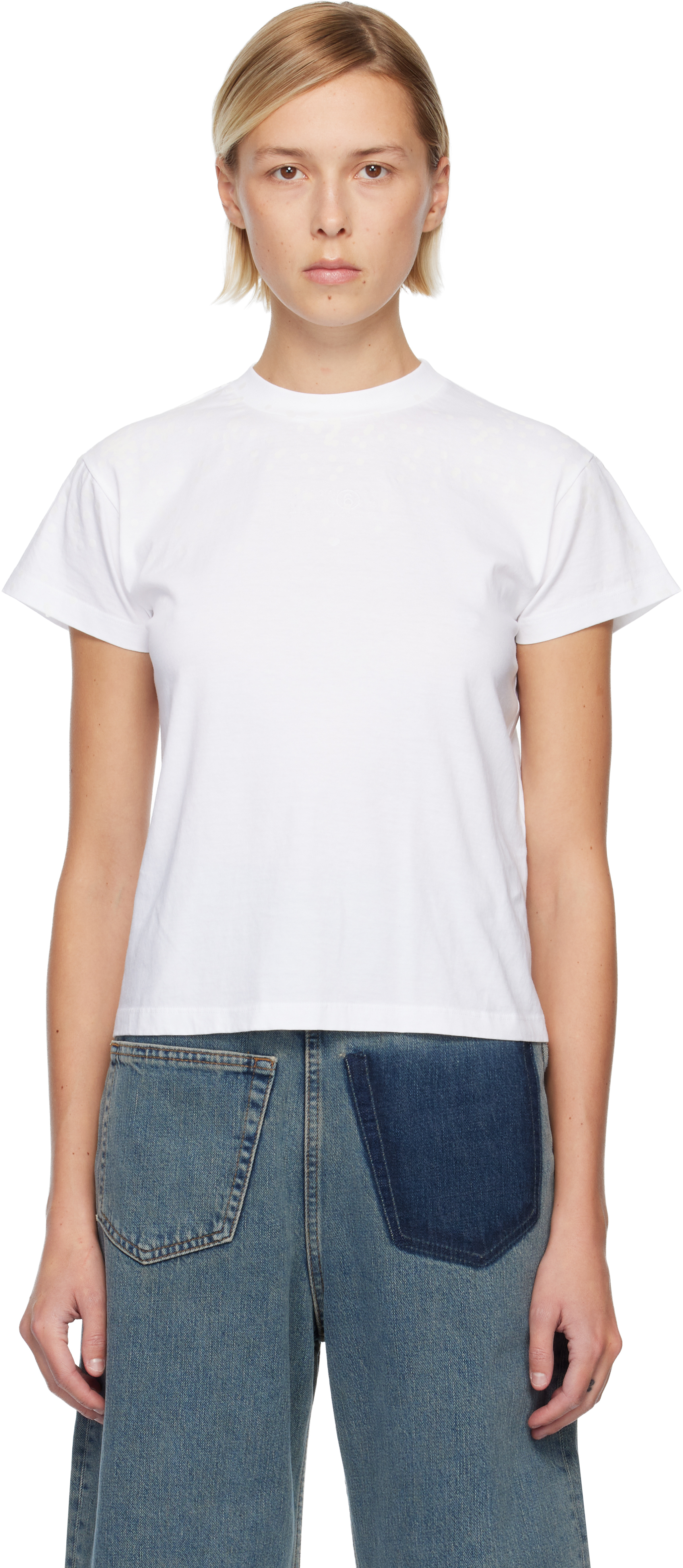 Mm6 Maison Margiela White Cotton Jersey T-shirt In White