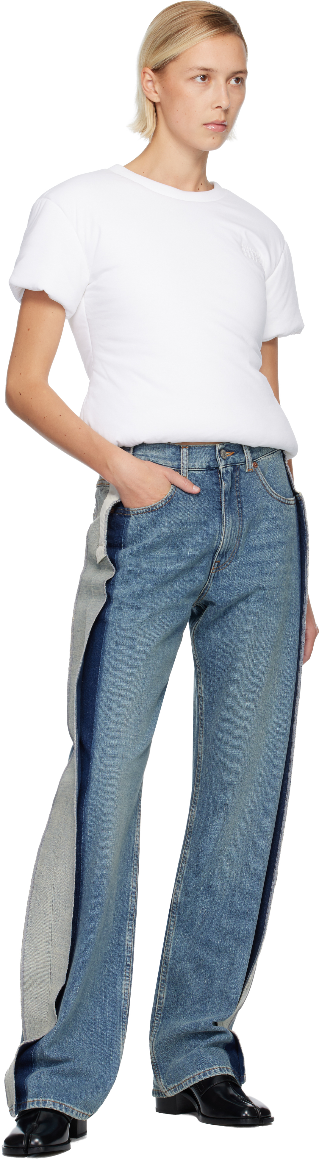 Mm6 Maison Margiela White Padded T-shirt In Multi