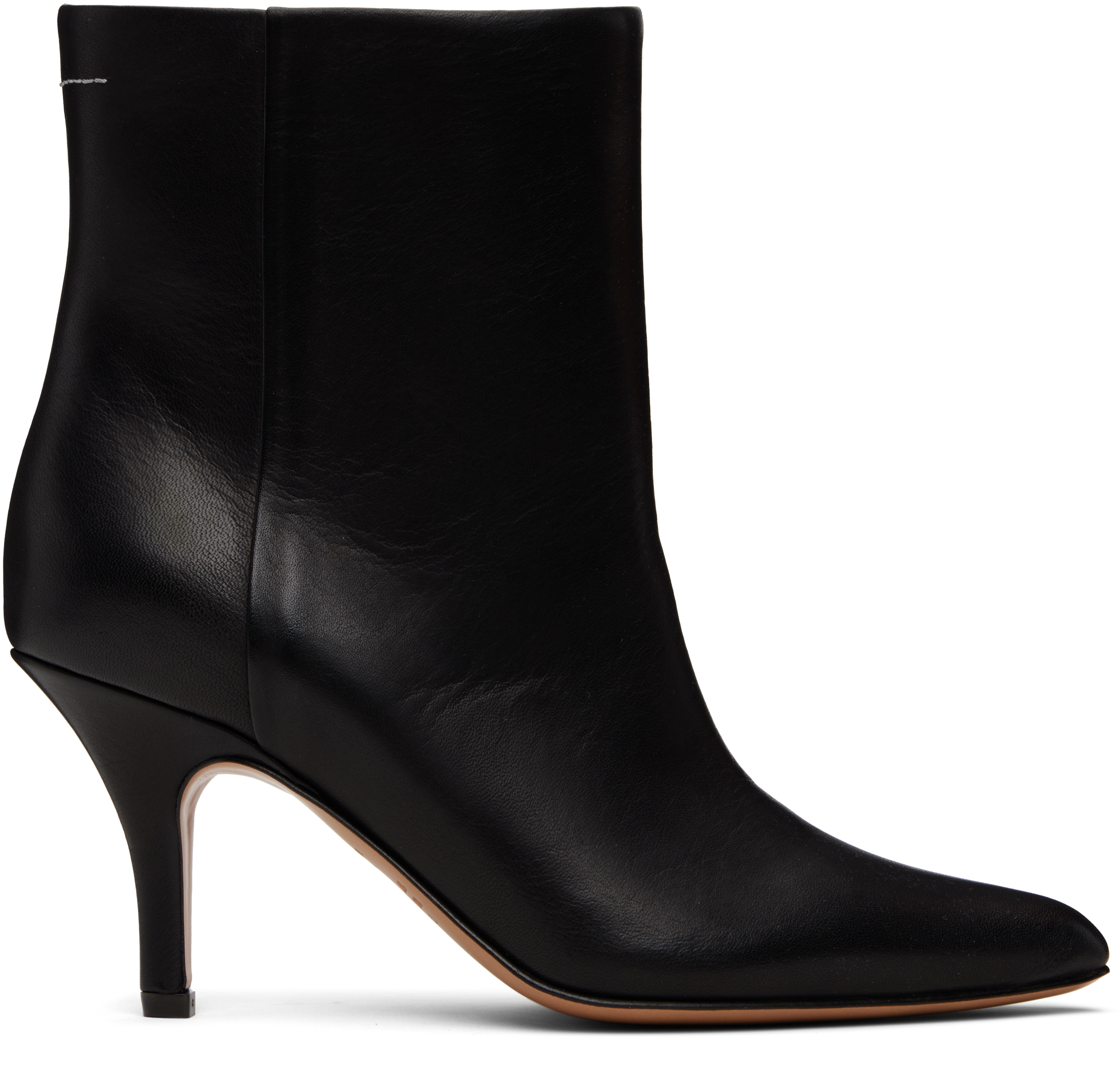 Mm6 Maison Margiela Pointed Toe Stiletto Heel Ankle Boot In Black
