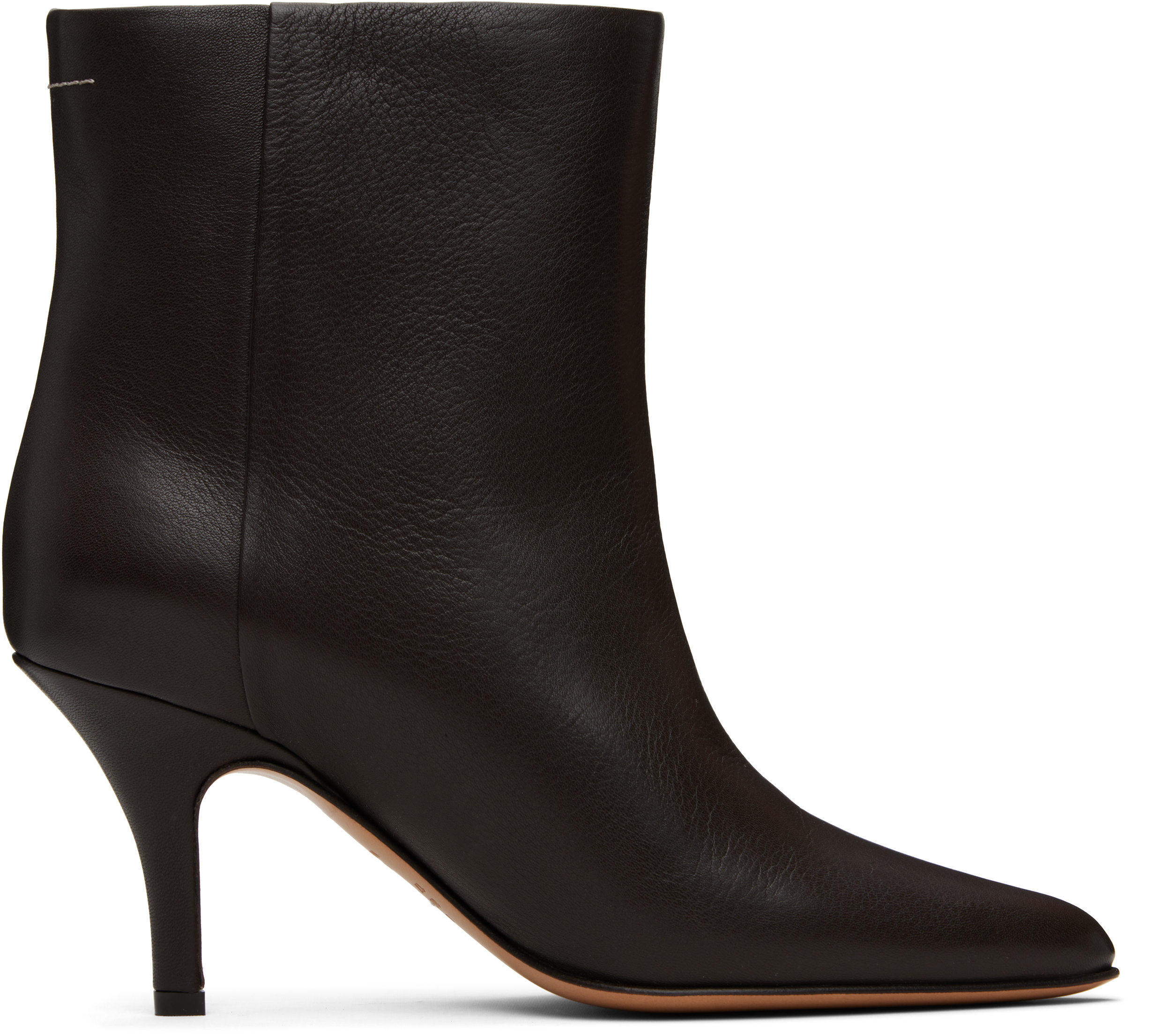 Mm6 Maison Margiela Pointed-toe Leather Ankle Boots