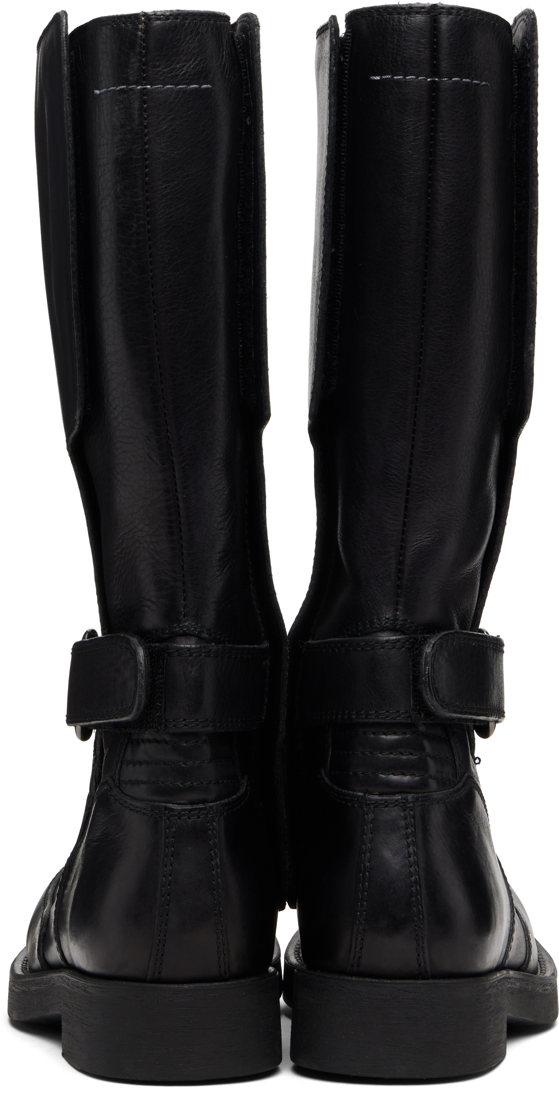 Mm6 Maison Margiela Black Biker Boots In Black