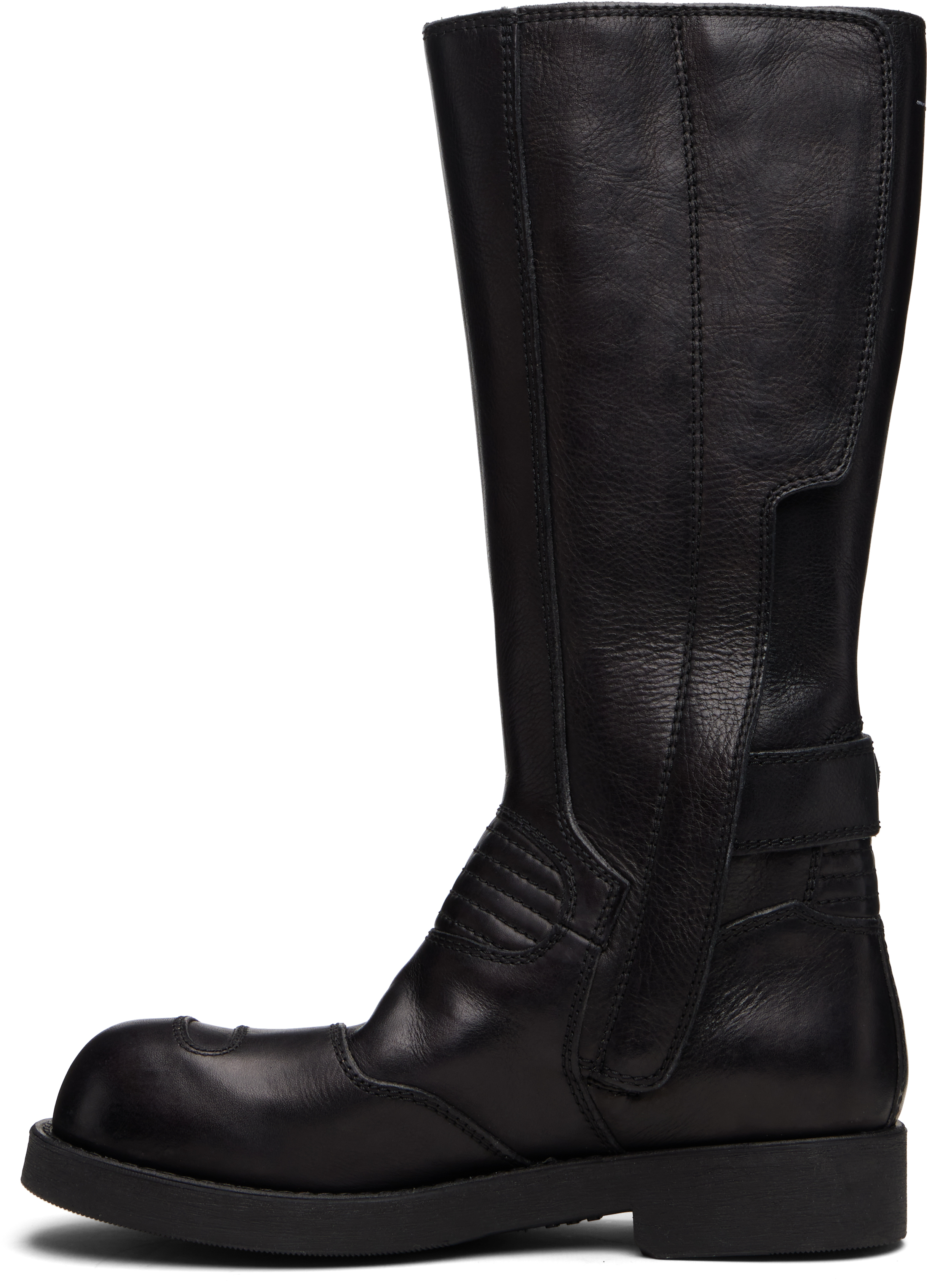 Mm6 Maison Margiela Black Biker Boots In Black