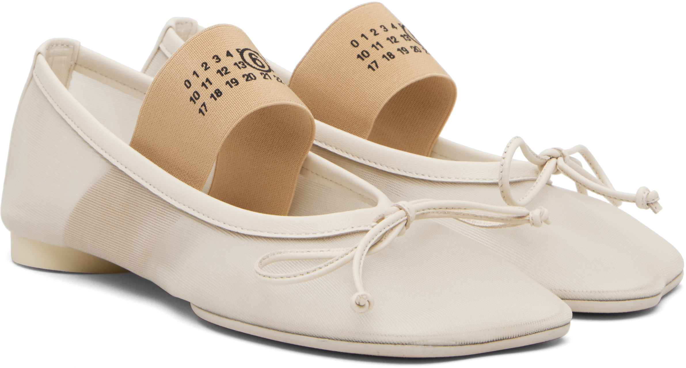 Mm6 Maison Margiela Off-white Anatomic Numeric Ballerina Flats In White