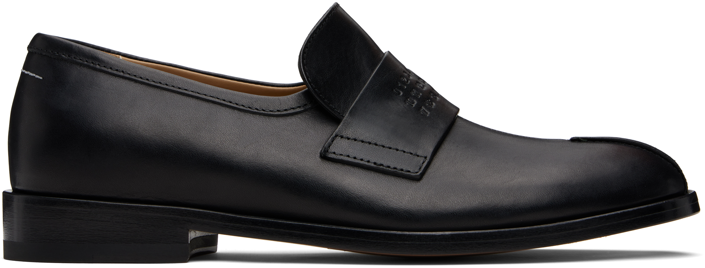 MM6 Maison Margiela: ブラック New Classic ステッチ ローファー