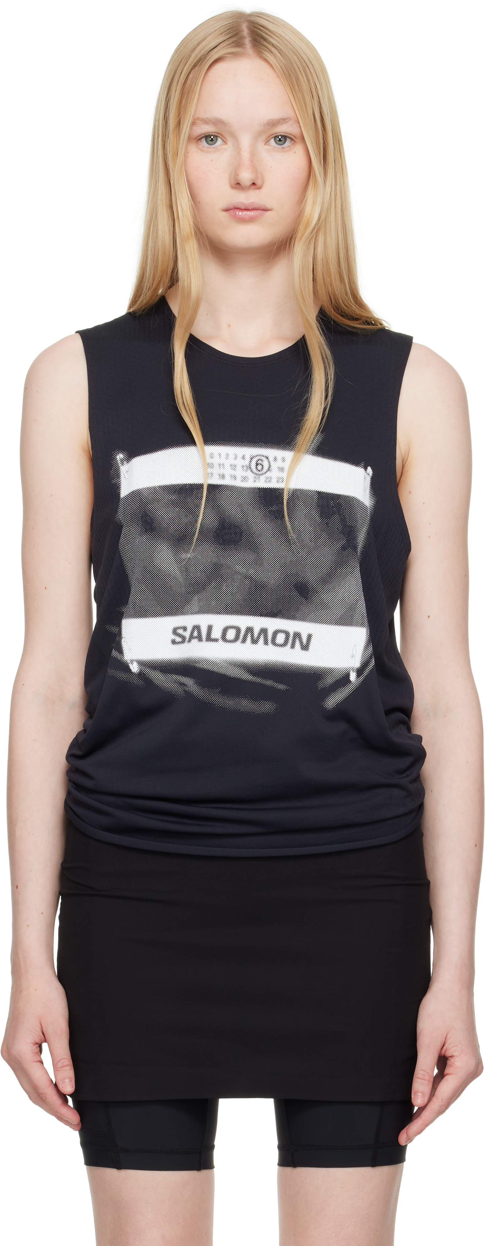 Mm6 Maison Margiela Black Salomon Edition Abstract Print Sport Top