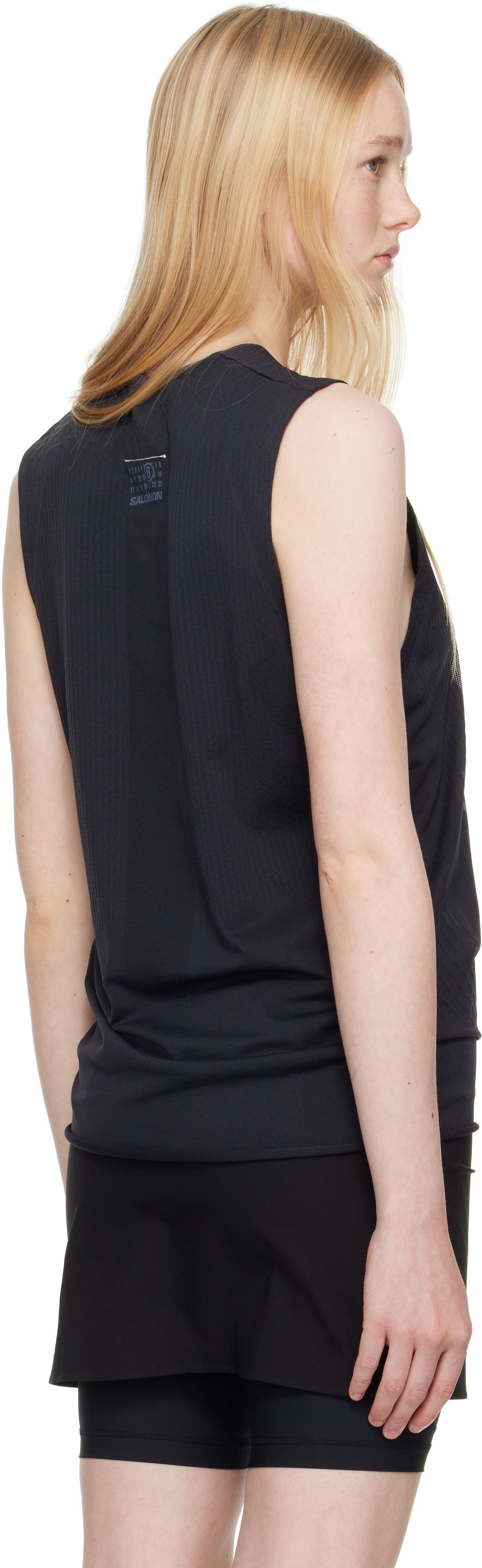 Mm6 Maison Margiela Crew Neck Graphic Print Sleeveless Top In Black