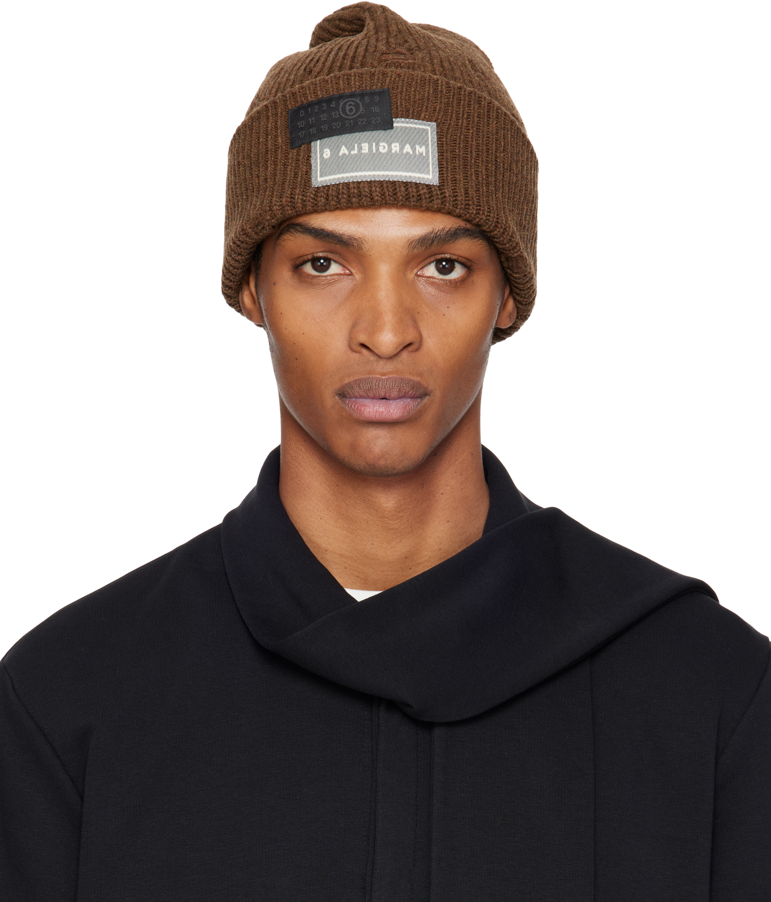 Brown Logo Patch Beanie