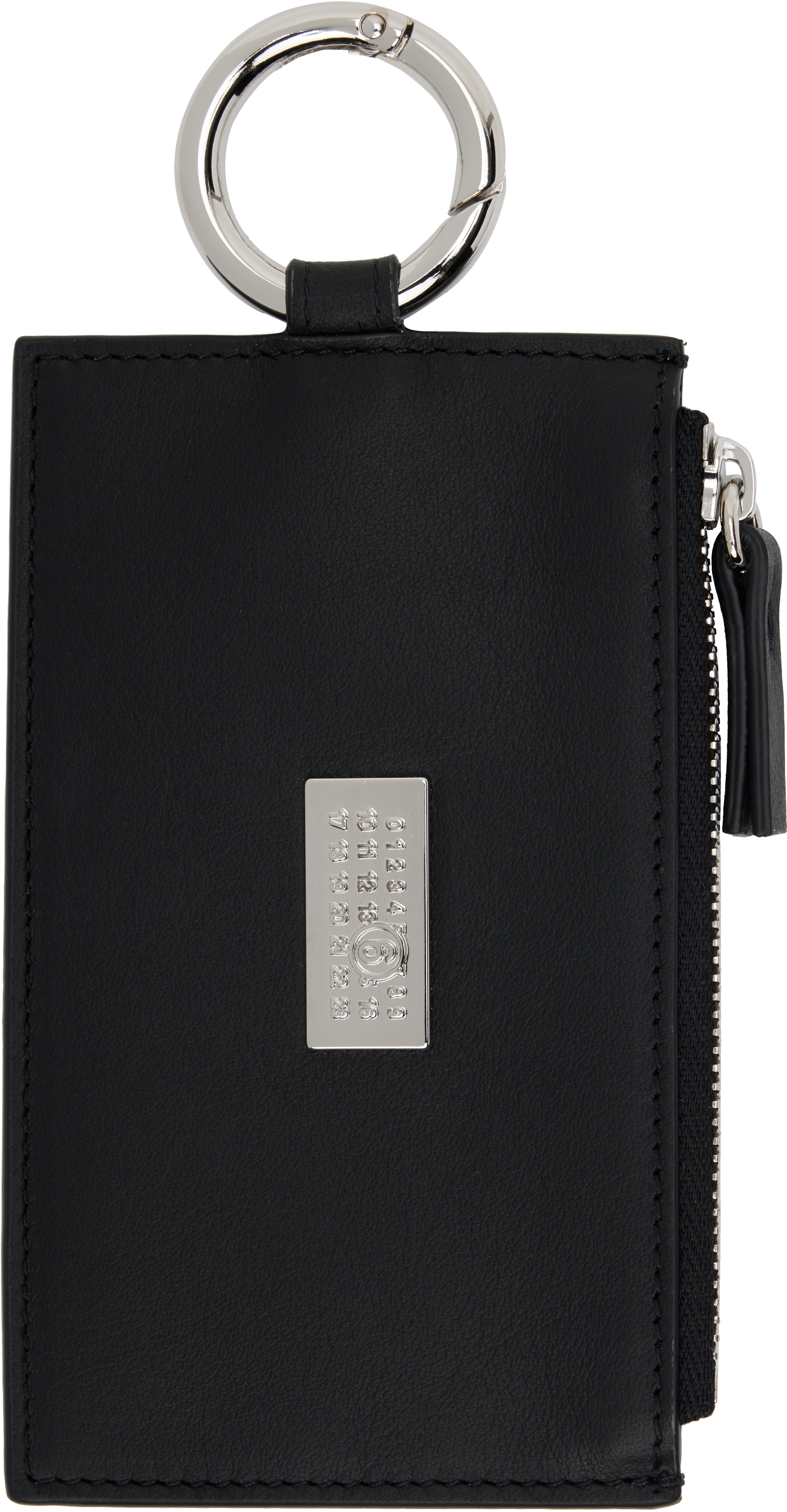 Mm6 Maison Margiela Black Zip Wallet In Metallic