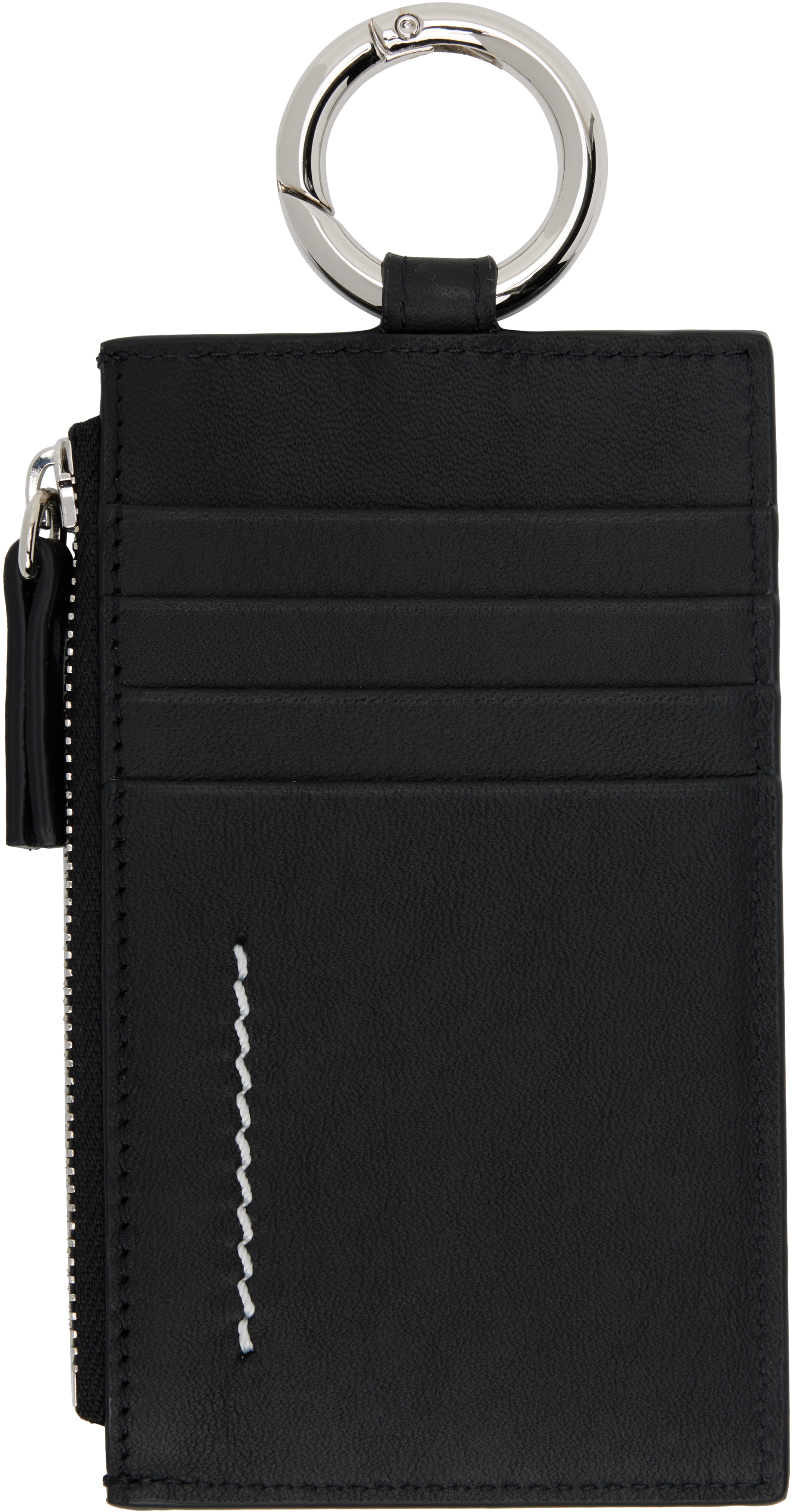Mm6 Maison Margiela Black Zip Wallet In Metallic