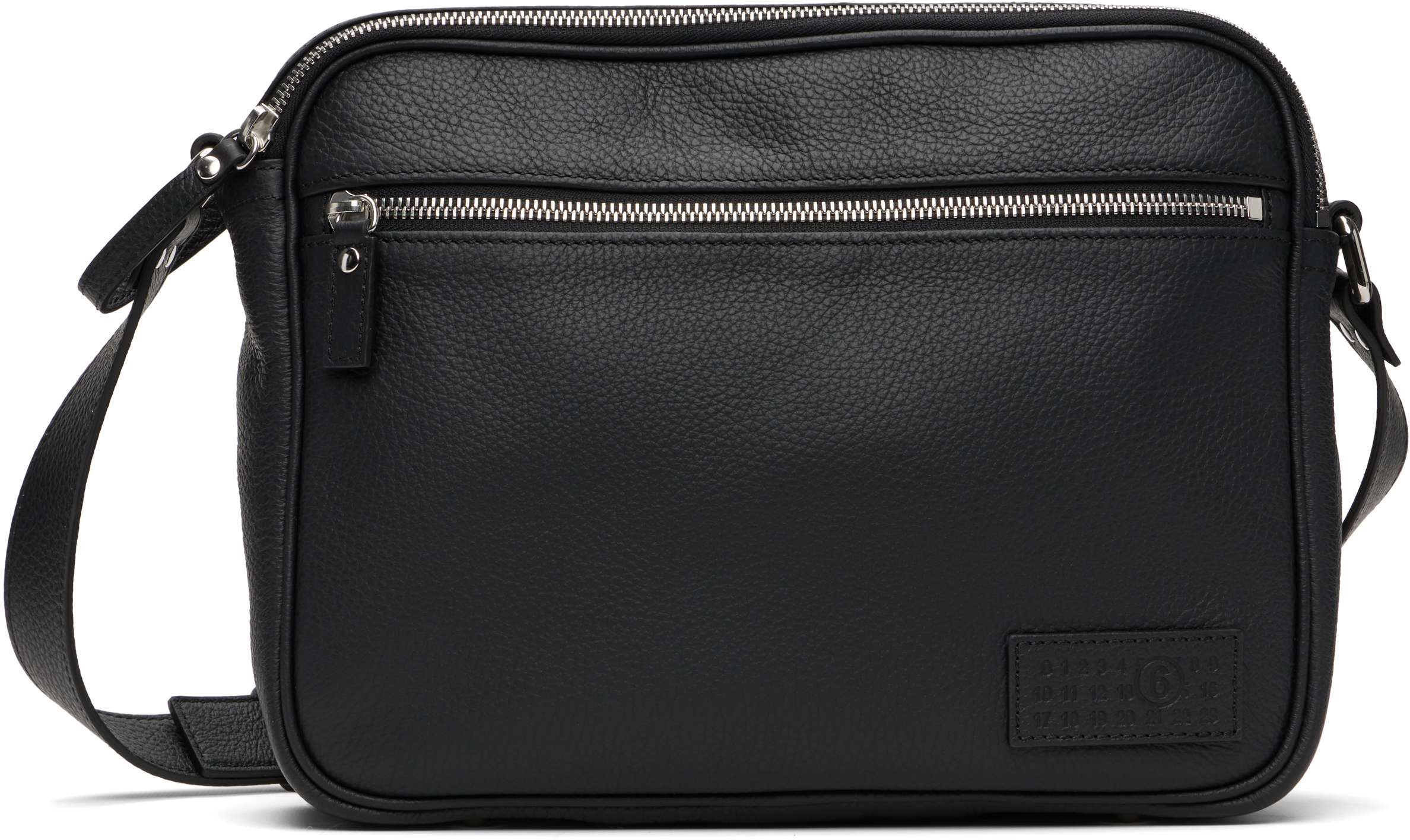 Mm6 Maison Margiela Textured Leather Messenger Bag In Black