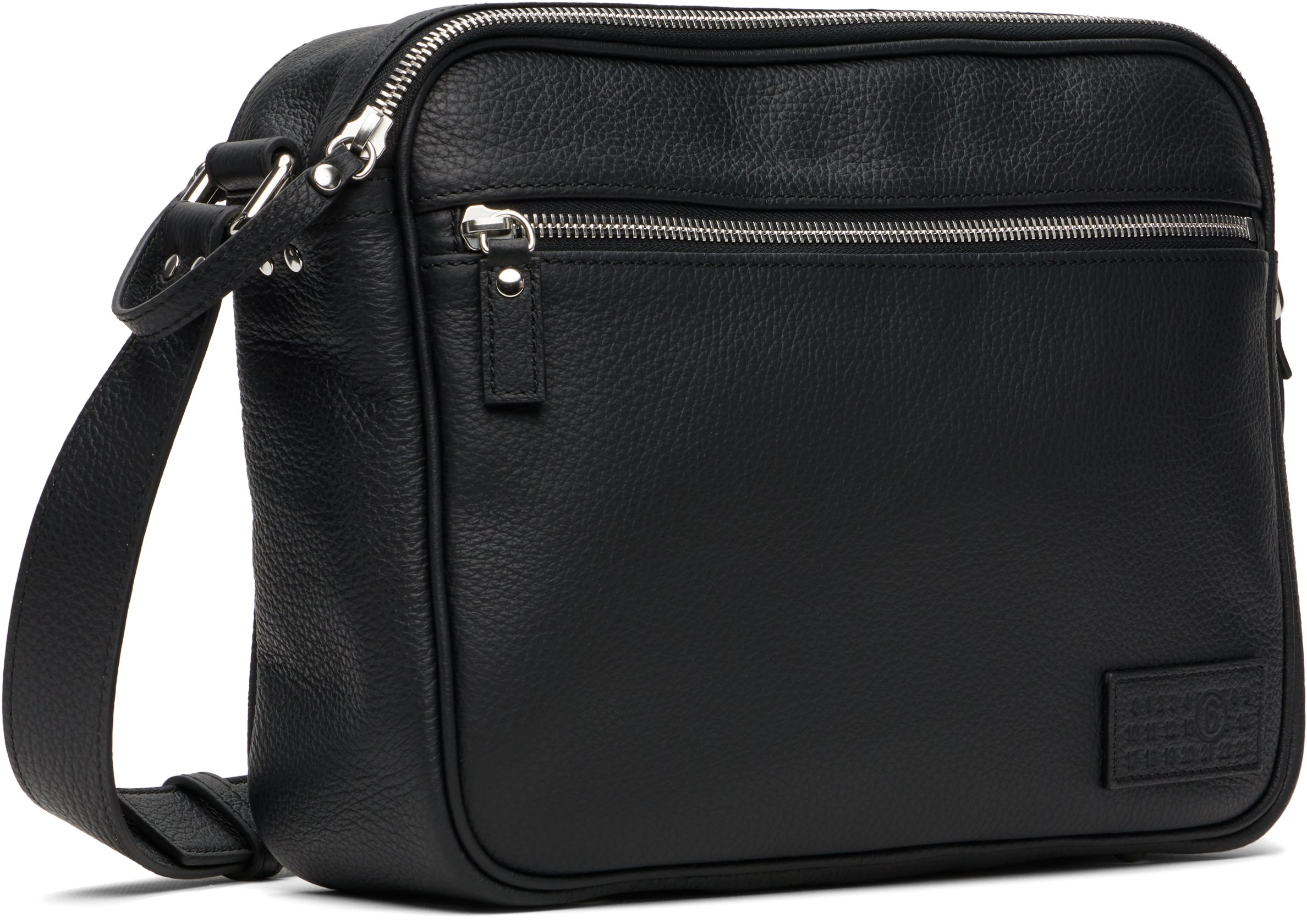 Mm6 Maison Margiela Textured Leather Messenger Bag In Black