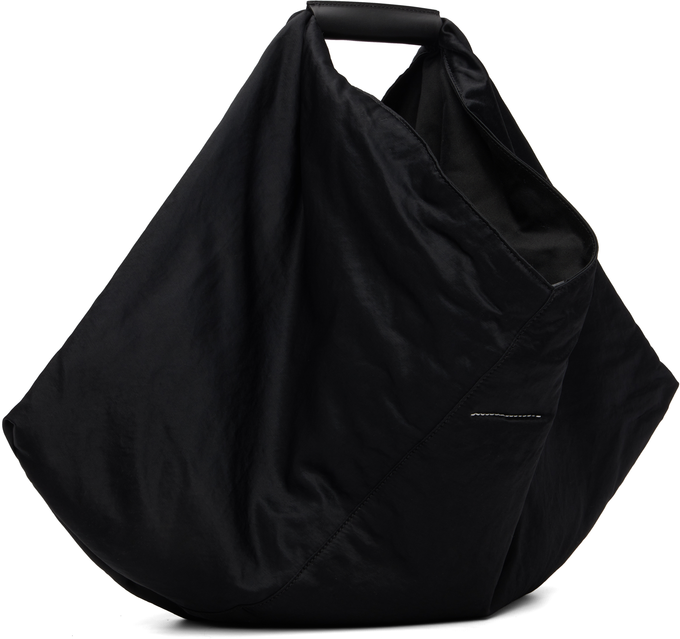 Mm6 Maison Margiela Black Triangle Draped Tote In Black