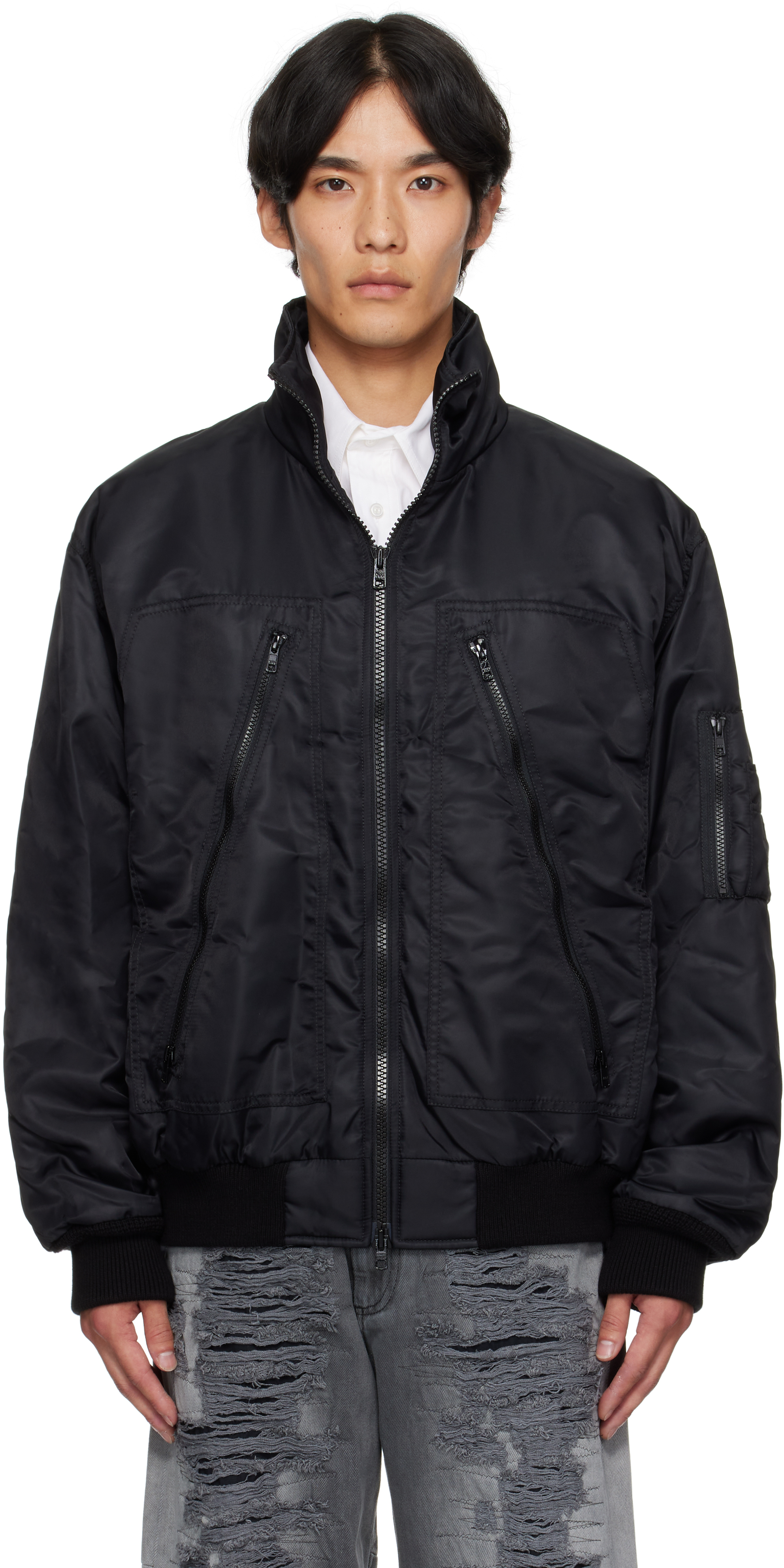 Black Sports Bomber Jacket
