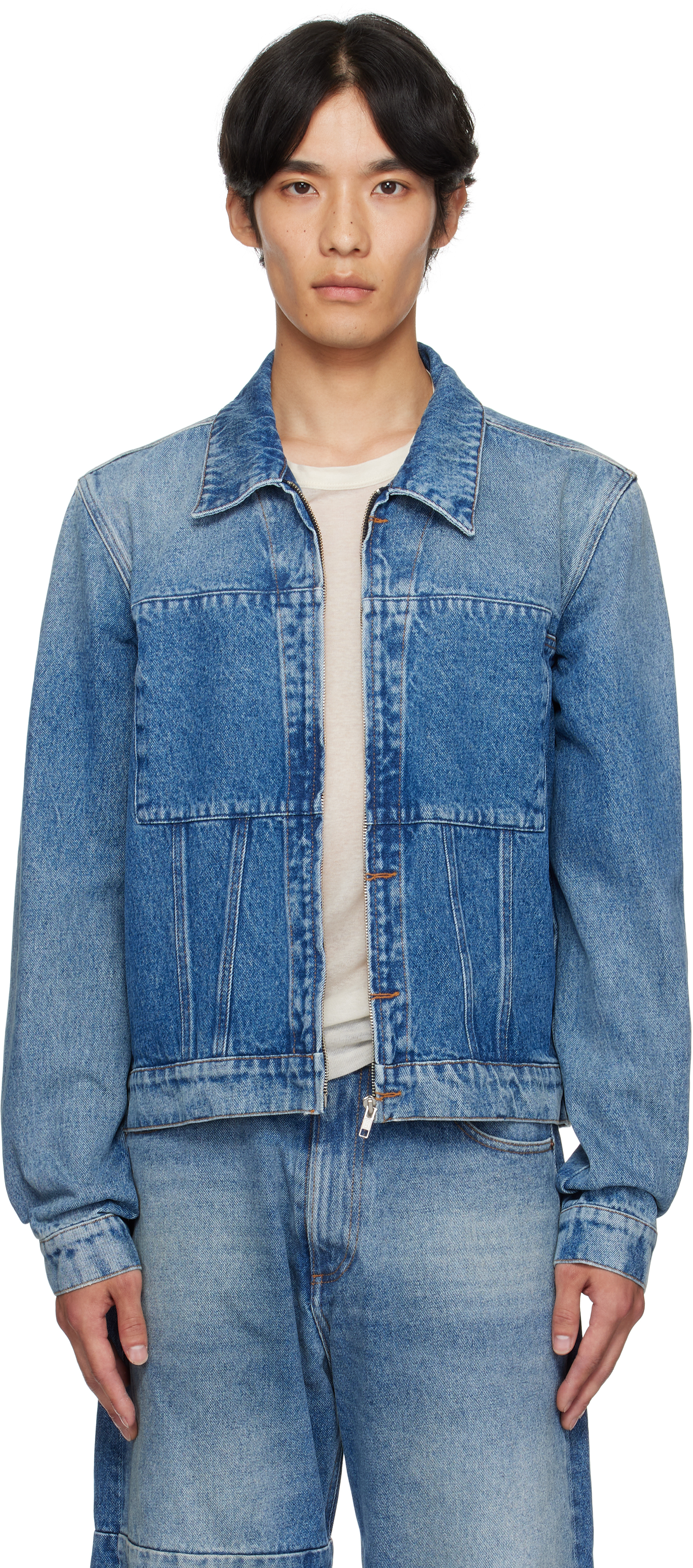 MM6 Maison Margiela: ブルー 長袖 デニムシャツ | SSENSE 日本