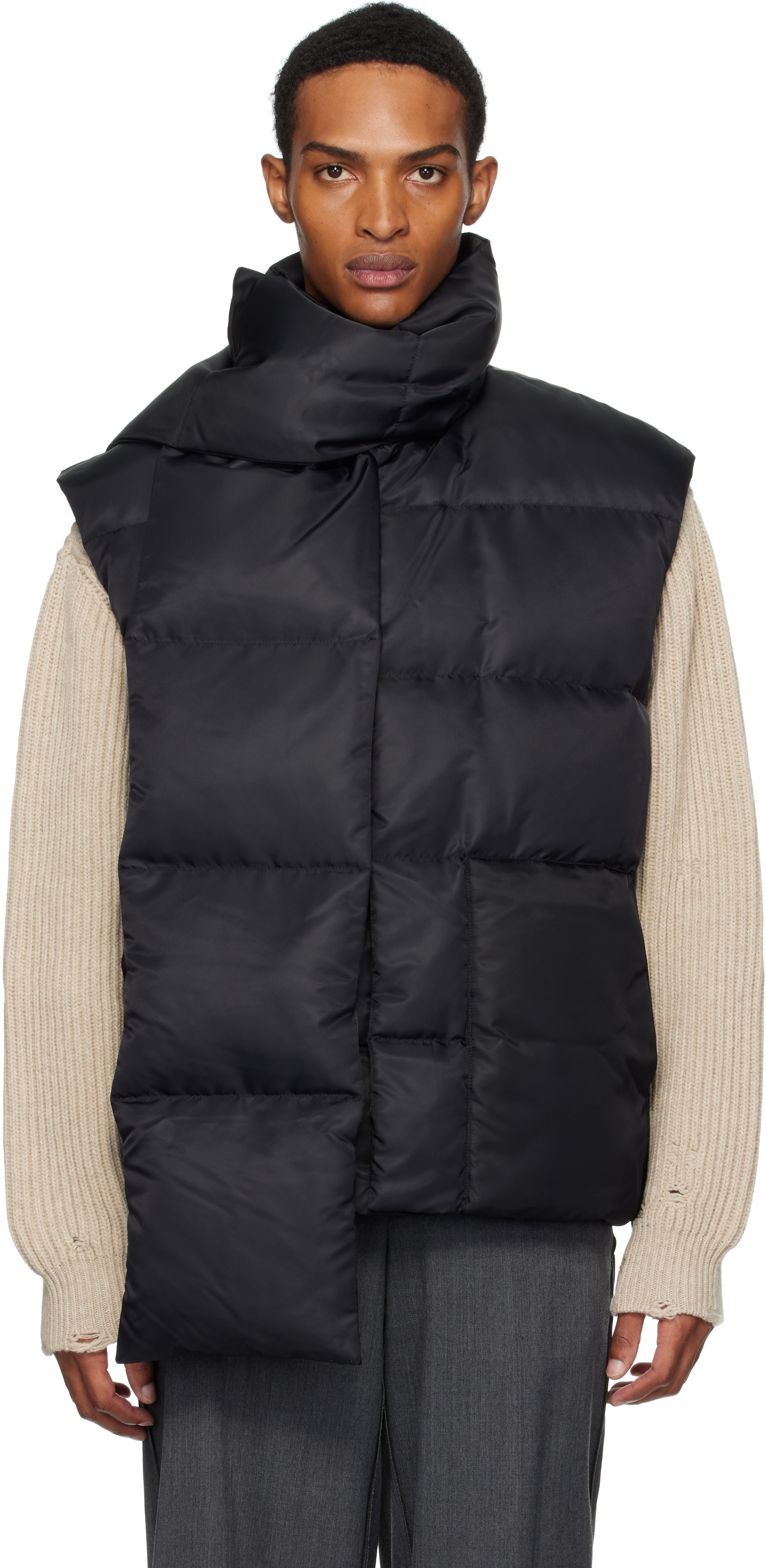 Black Scarf Down Vest