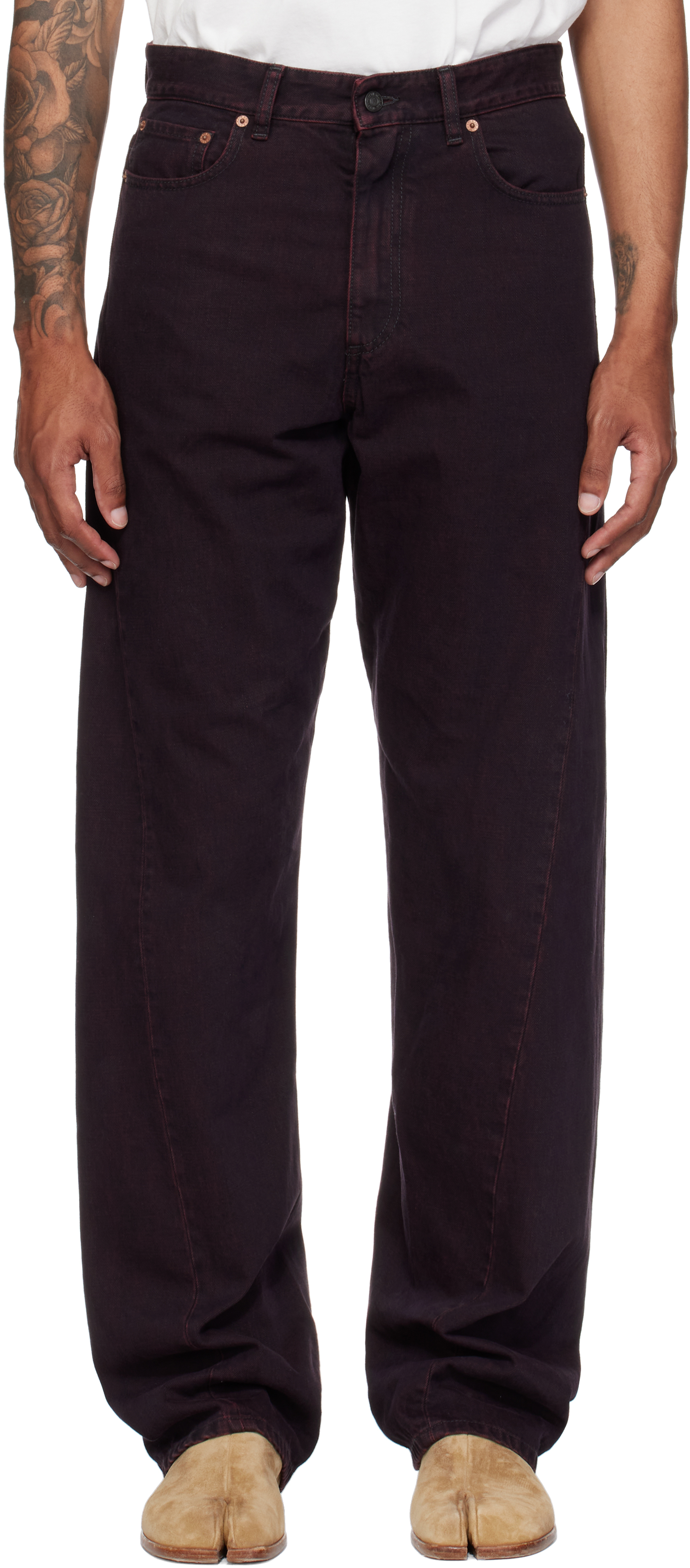 Burgundy Twisted Seam Jeans