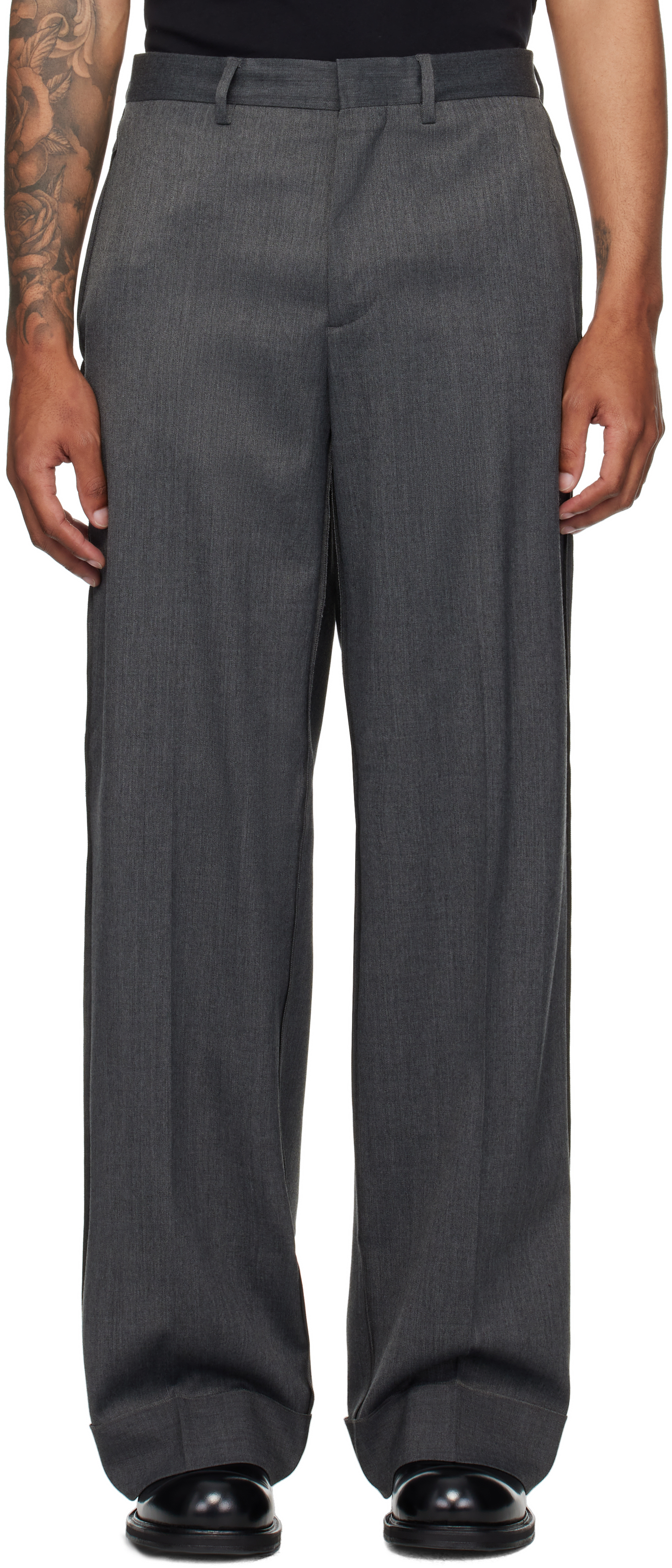 Gray Rolled Cuff Trousers