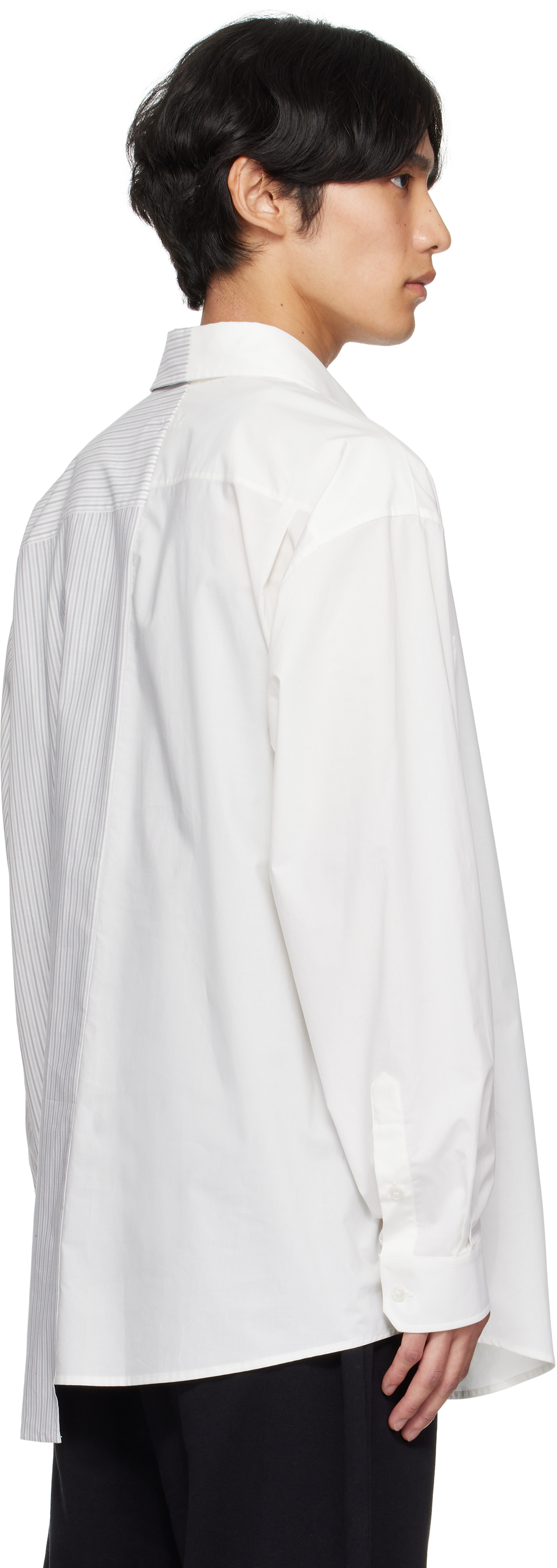 Mm6 Maison Margiela White & Gray Striped Long Sleeve Shirt In Gold