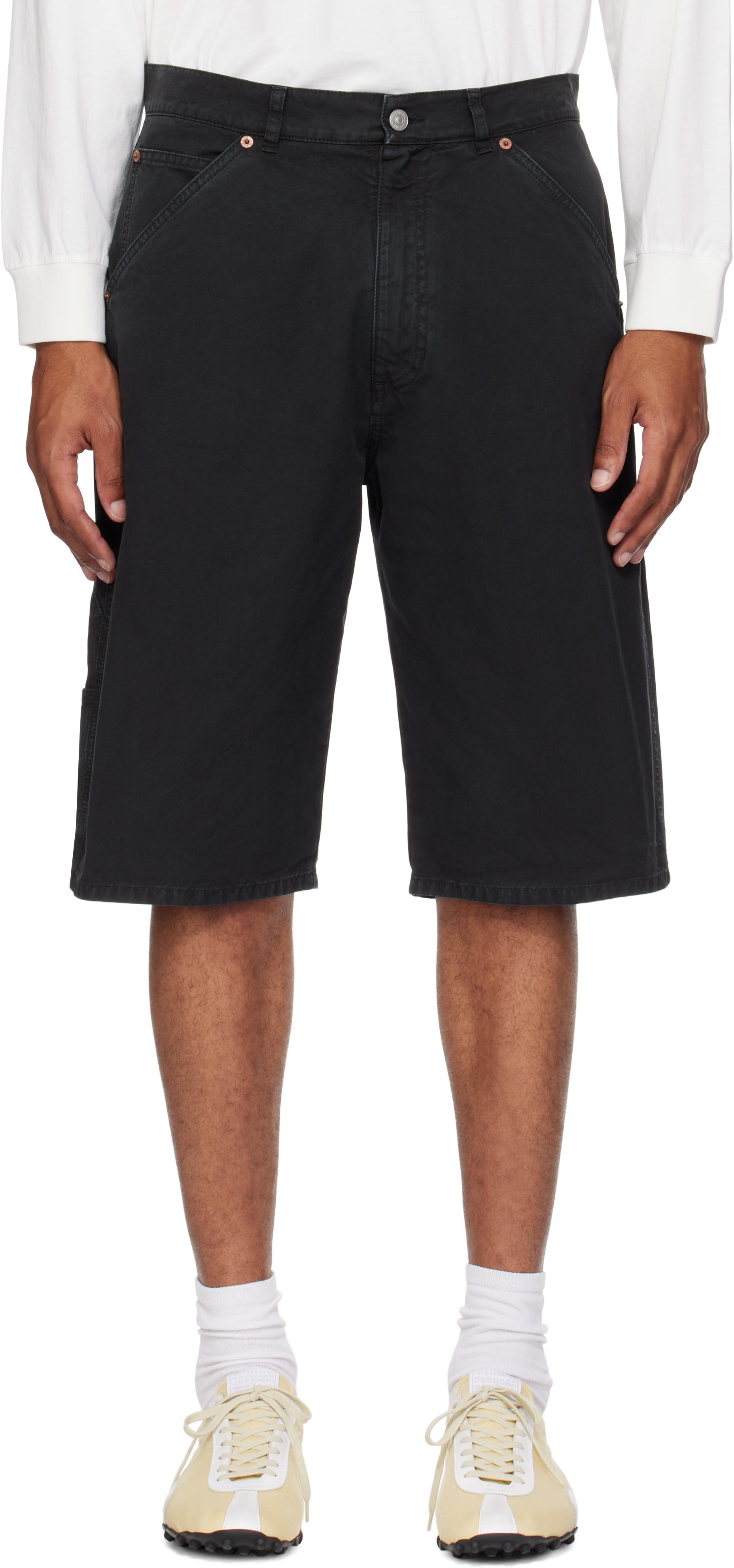 MM6 Maison Margielaのブラック コットン キャンバス ショートパンツが