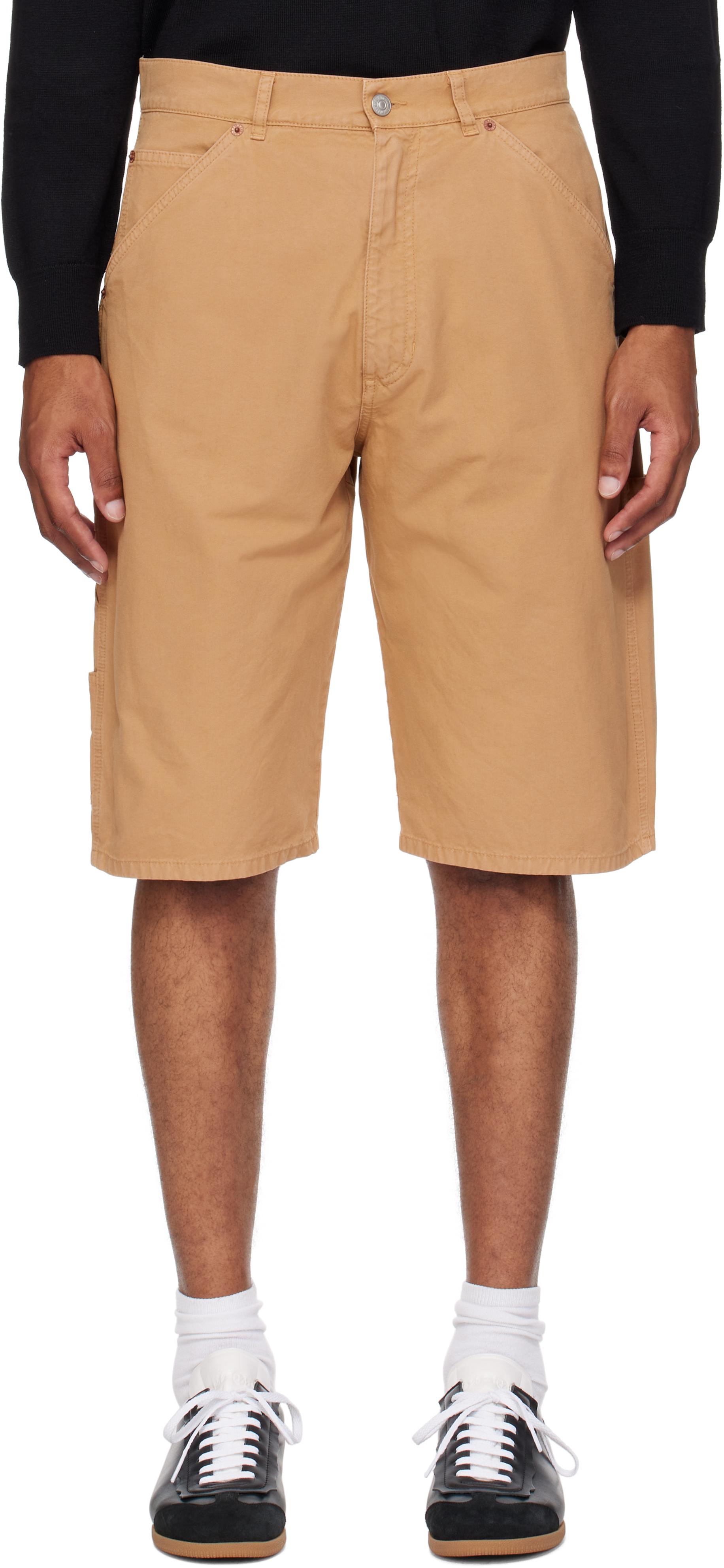 Black Cotton Canvas Shorts