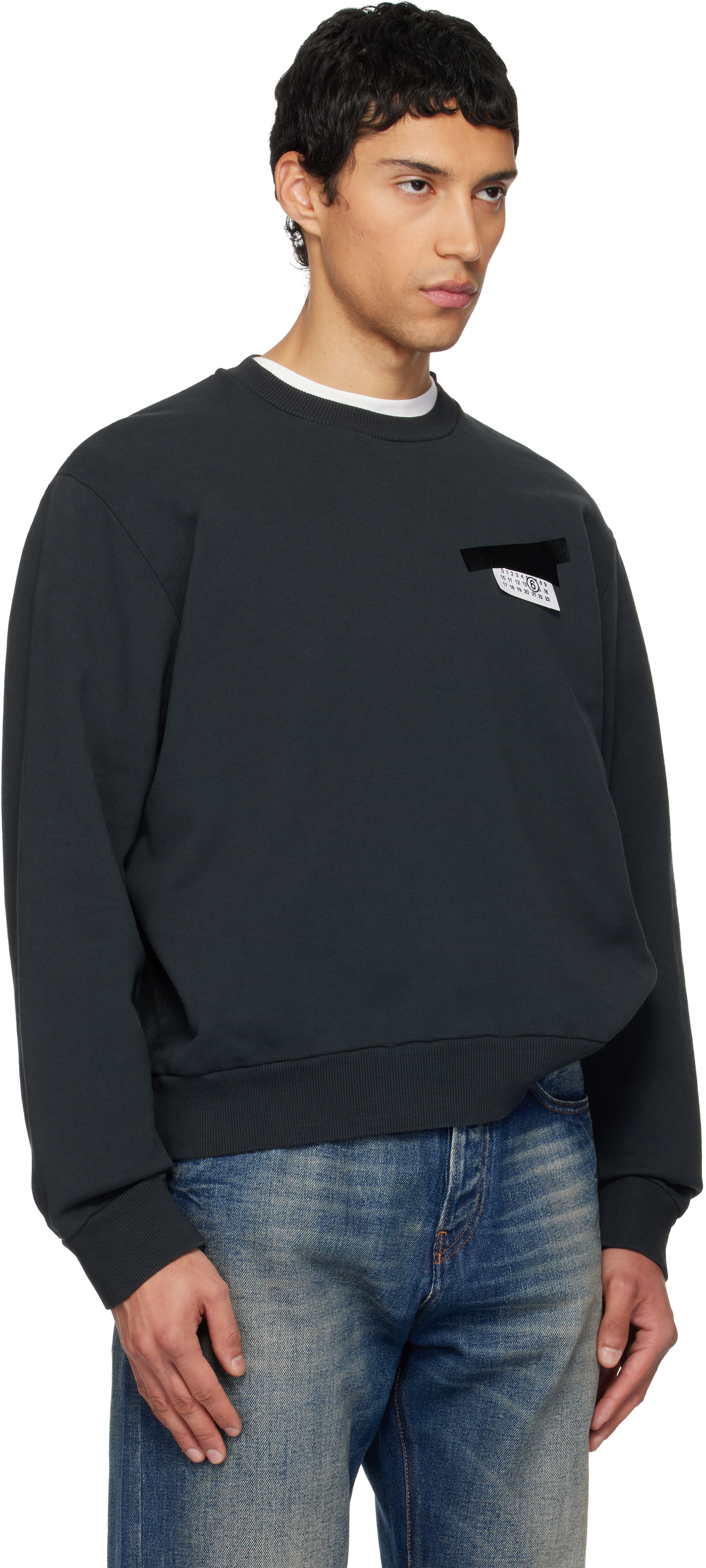 Mm6 Maison Margiela Mm6 By Maison Margiela Wool Taped Label Crewneck Sweater In Black