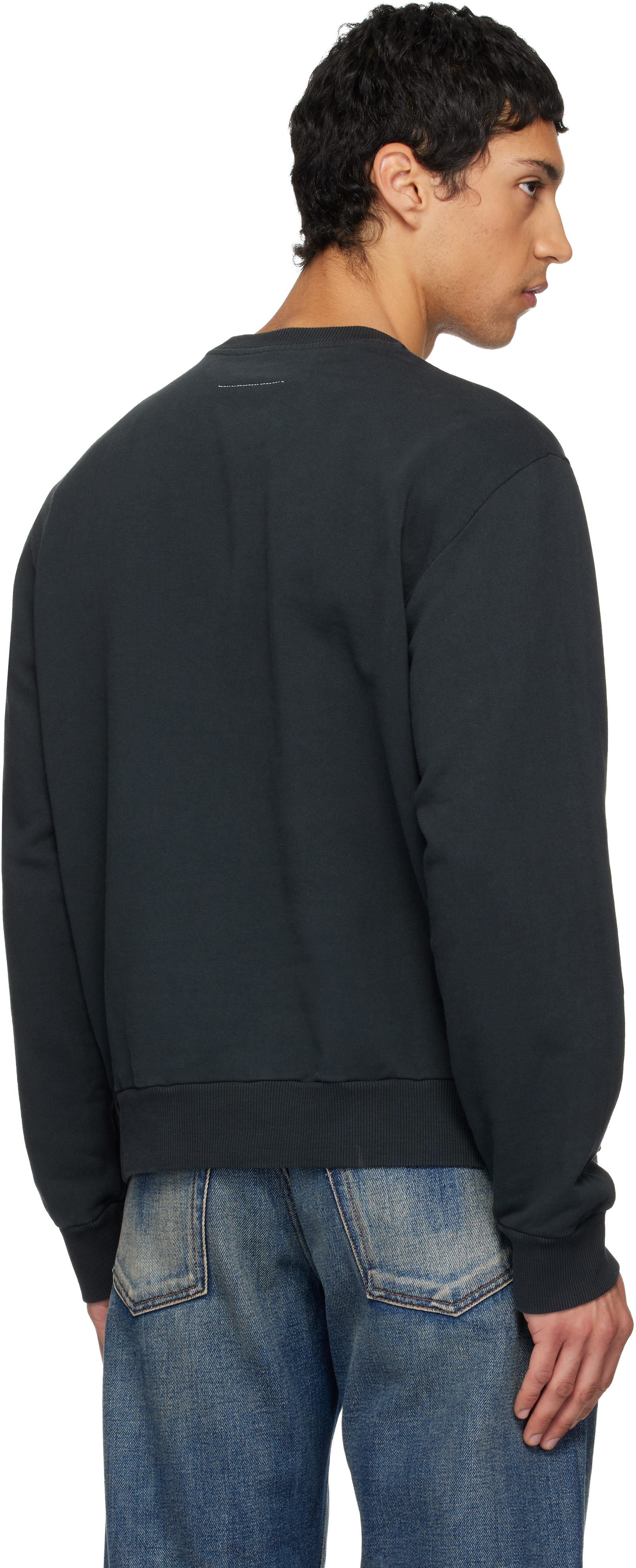 Mm6 Maison Margiela Mm6 By Maison Margiela Wool Taped Label Crewneck Sweater In Black