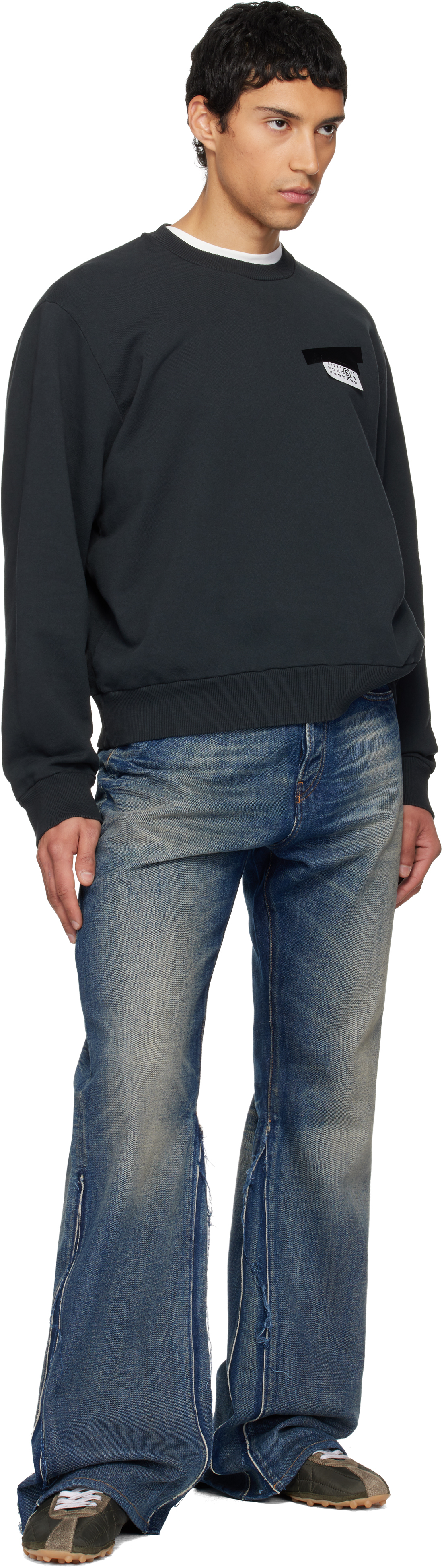 Mm6 Maison Margiela Mm6 By Maison Margiela Wool Taped Label Crewneck Sweater In Black