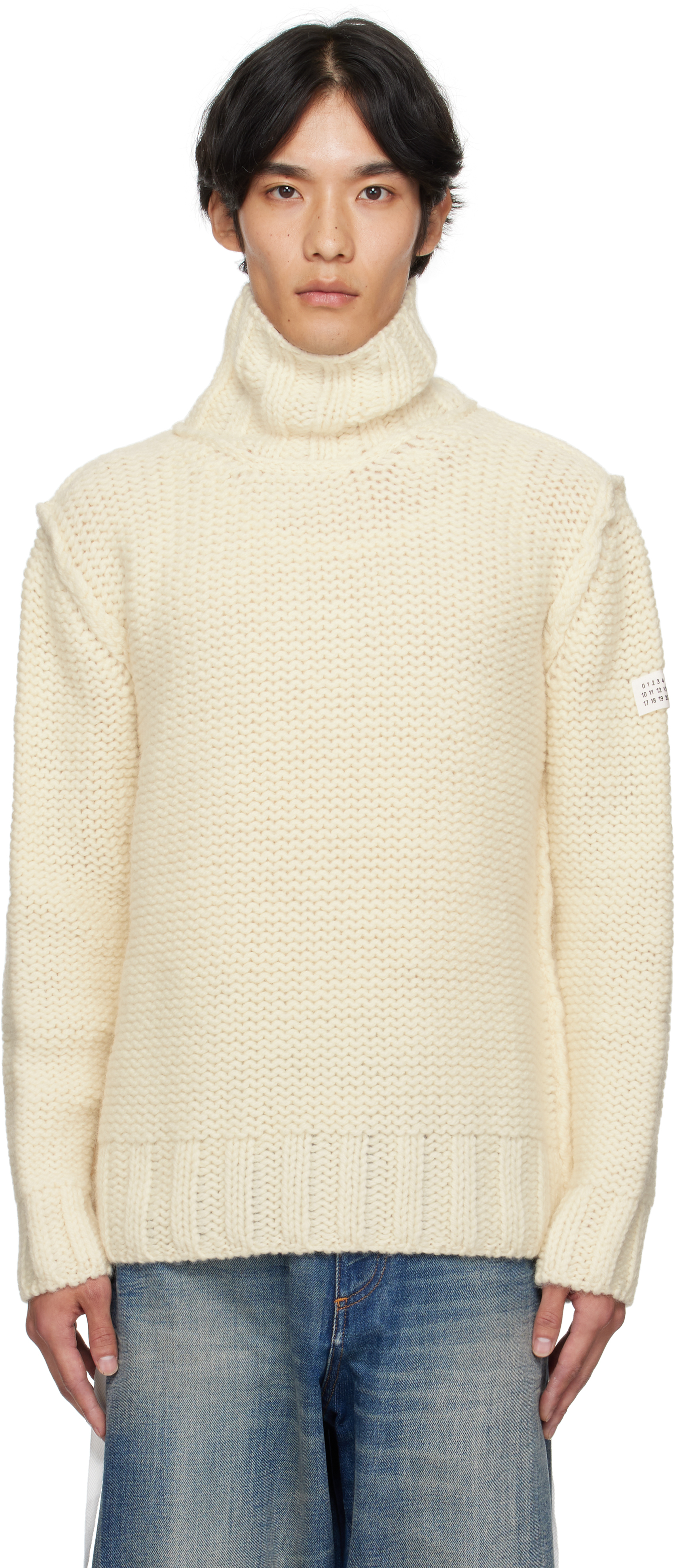Off-White Chunky Wool Turtleneck by MM6 Maison Margiela on Sale