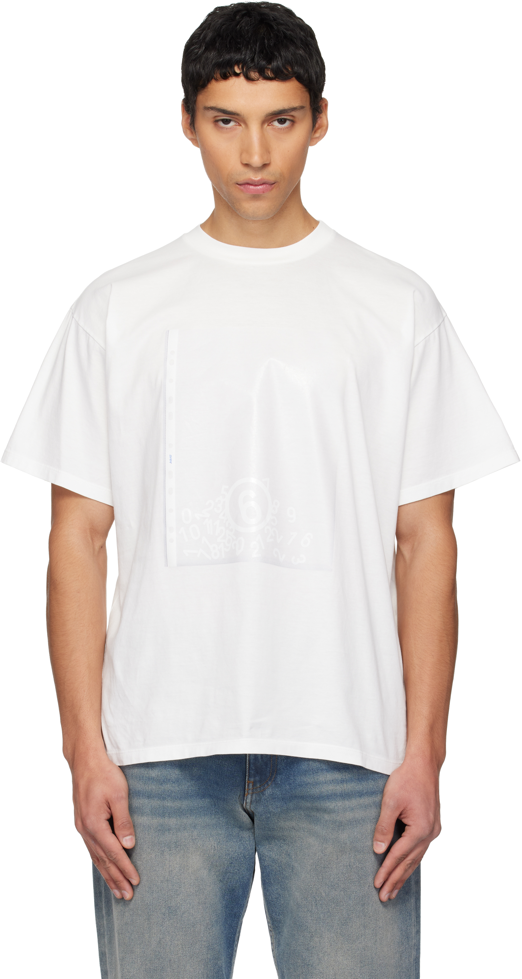 MM6 MAISON MARGIELA オフホワイト プリントTシャツ Off-White Logo T-shirt by MM6 Maison Margiela on Sale