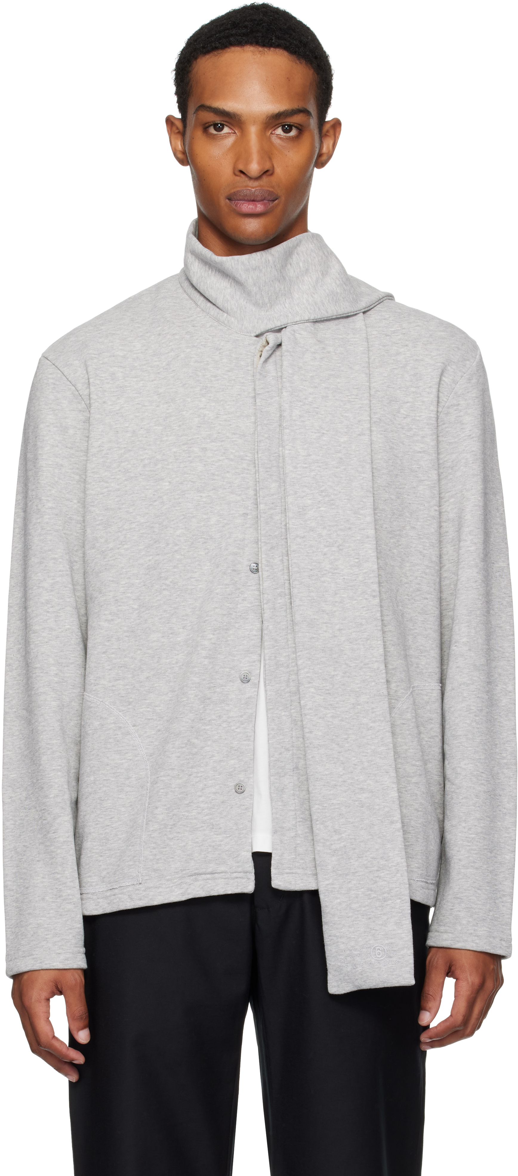 Gray Long Sleeve Scarf Sweatshirt