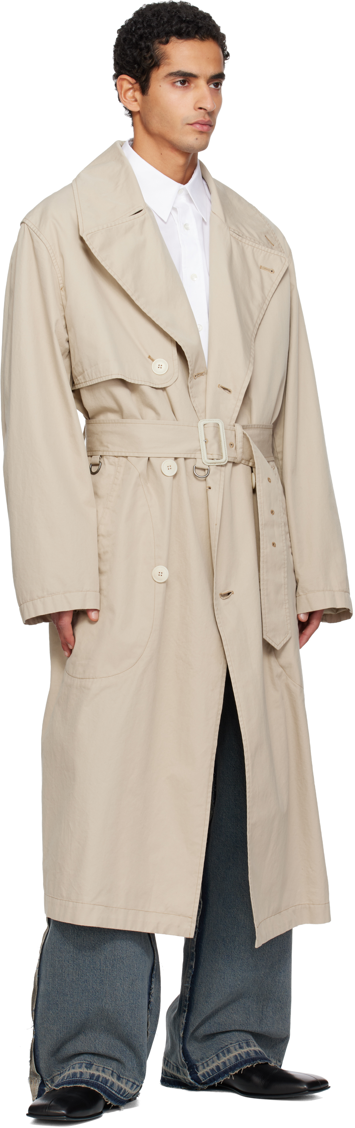 Mm6 Maison Margiela Refined Black Leather Loafers With Embossed Strap Detail In White