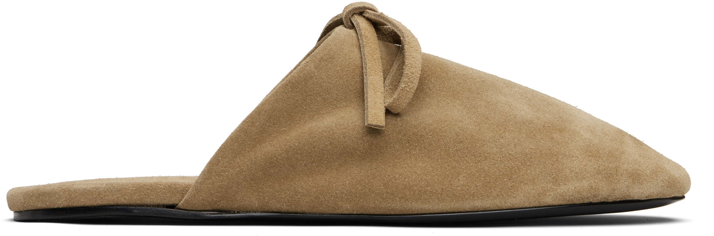 Marie Adam-leenaerdt Beige Bow Suede Slippers