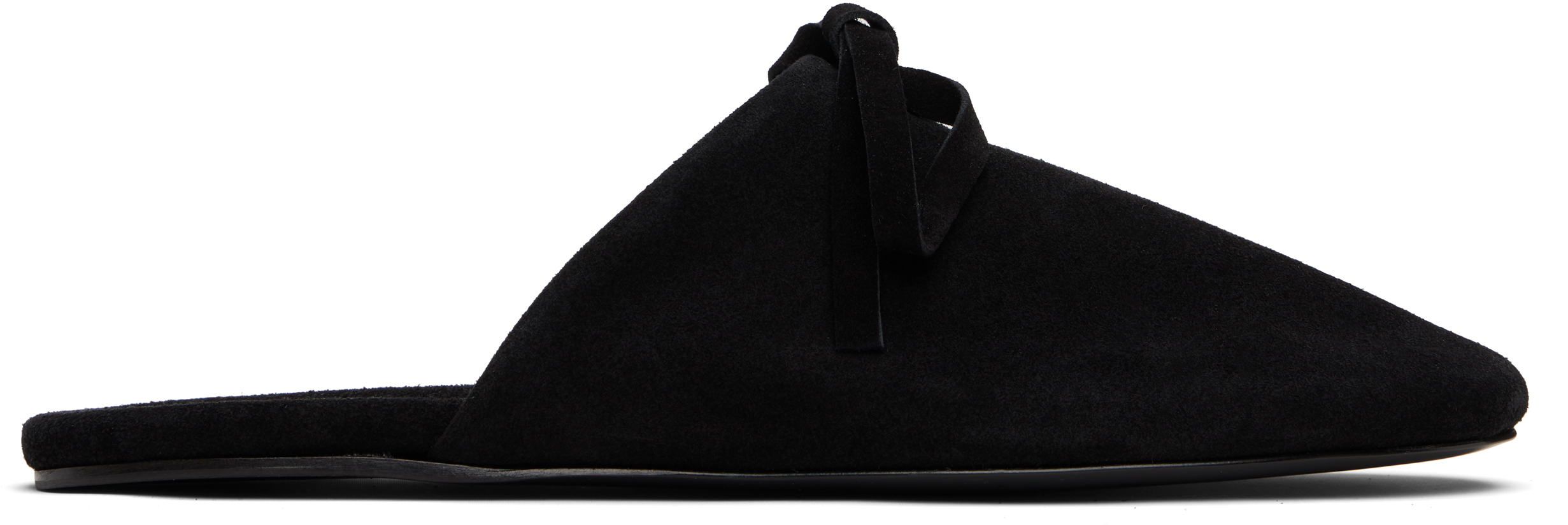 Marie Adam-leenaerdt Black Bow Suede Slippers