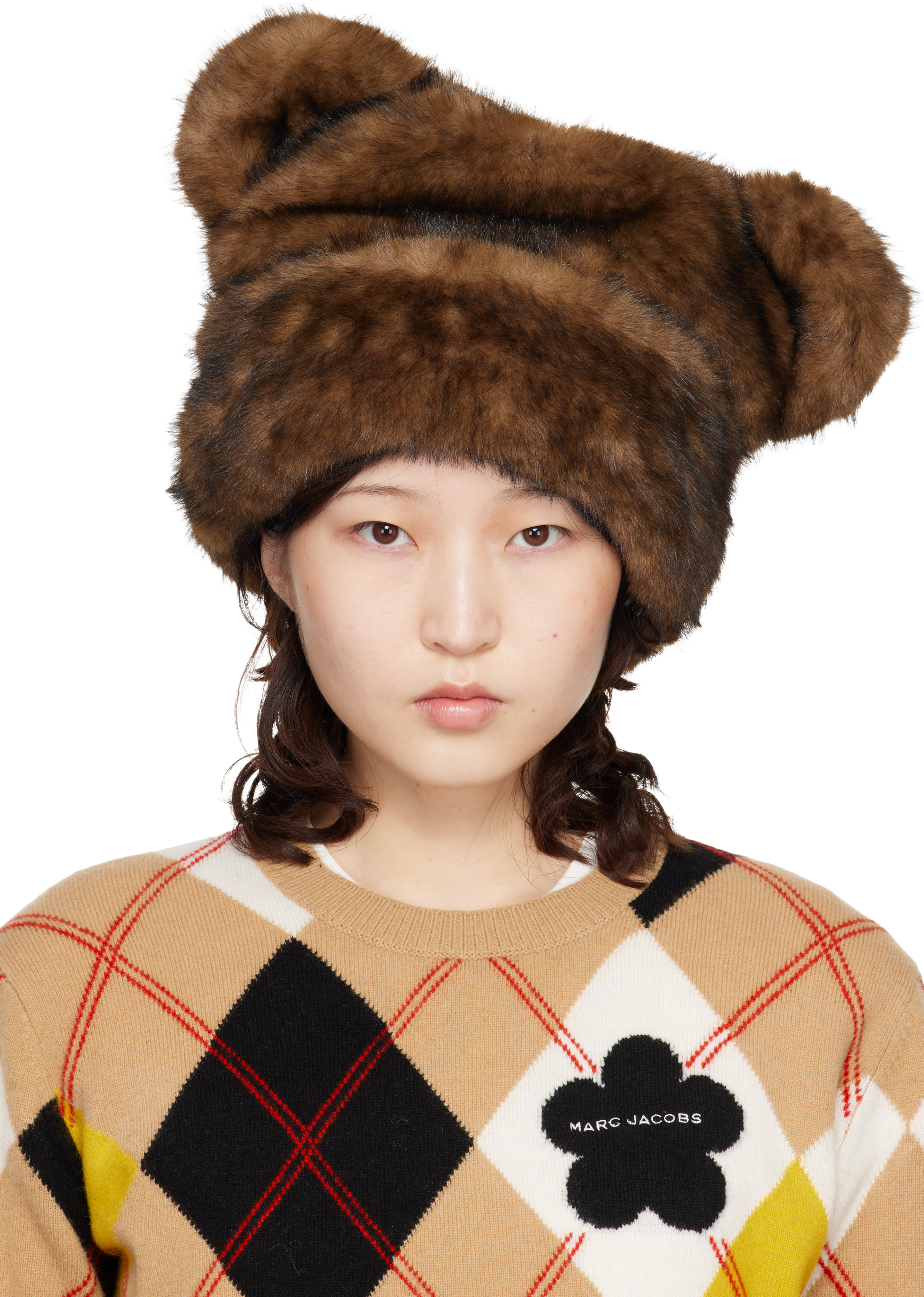 Brown Teddy Beanie by Marc Jacobs on Sale display picture 1