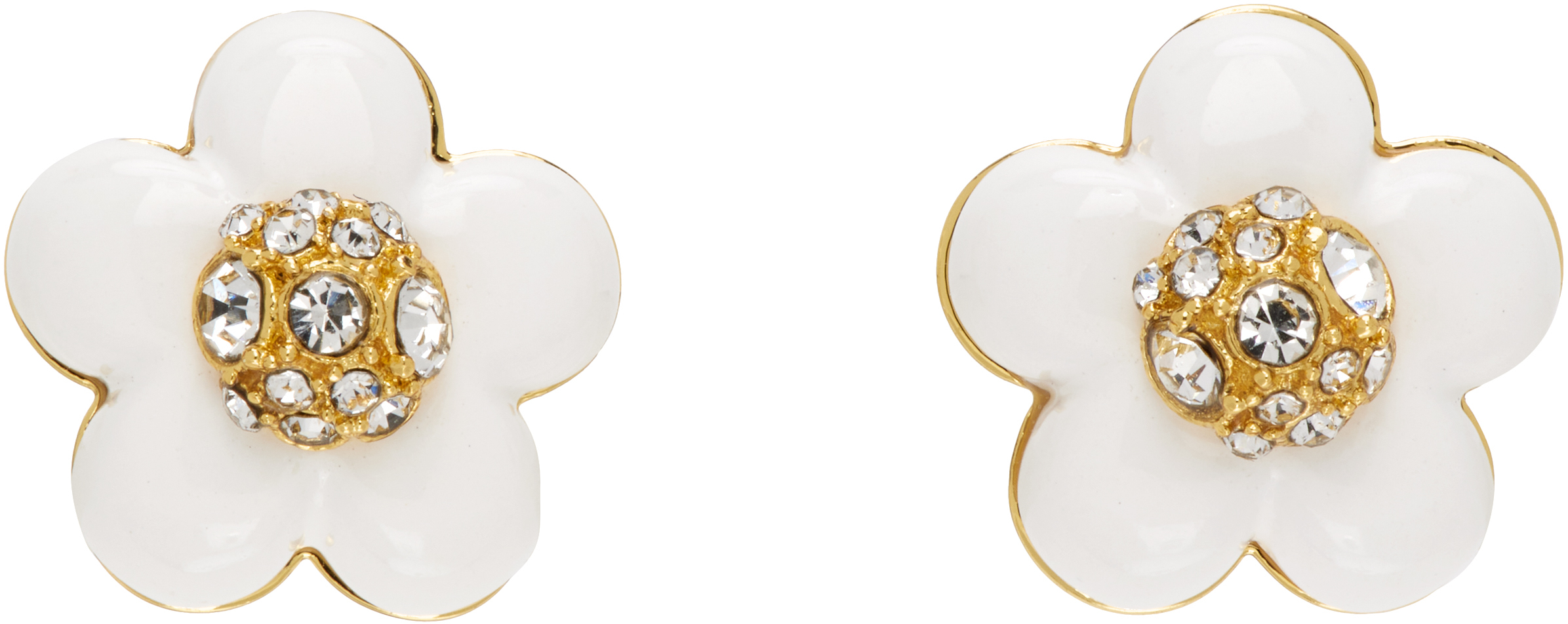 Marc Jacobs Floral Center Stud Earrings With Gold Finish