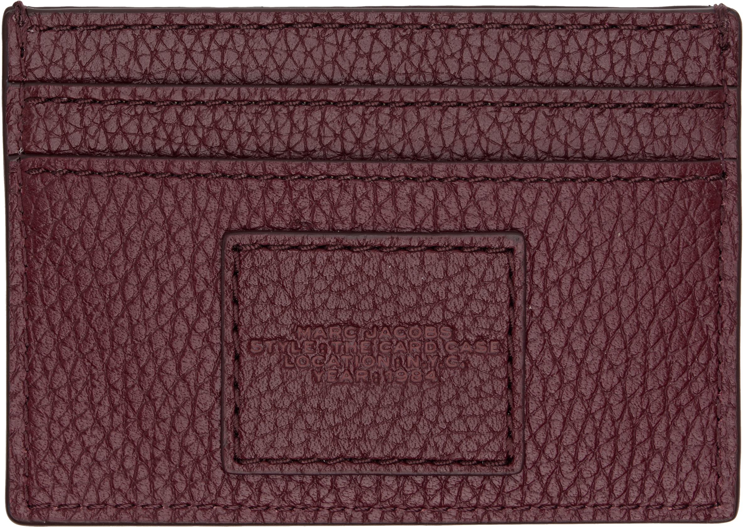 Marc Jacobs Burgundy 'the Leather Card Case' Card Holder In Red