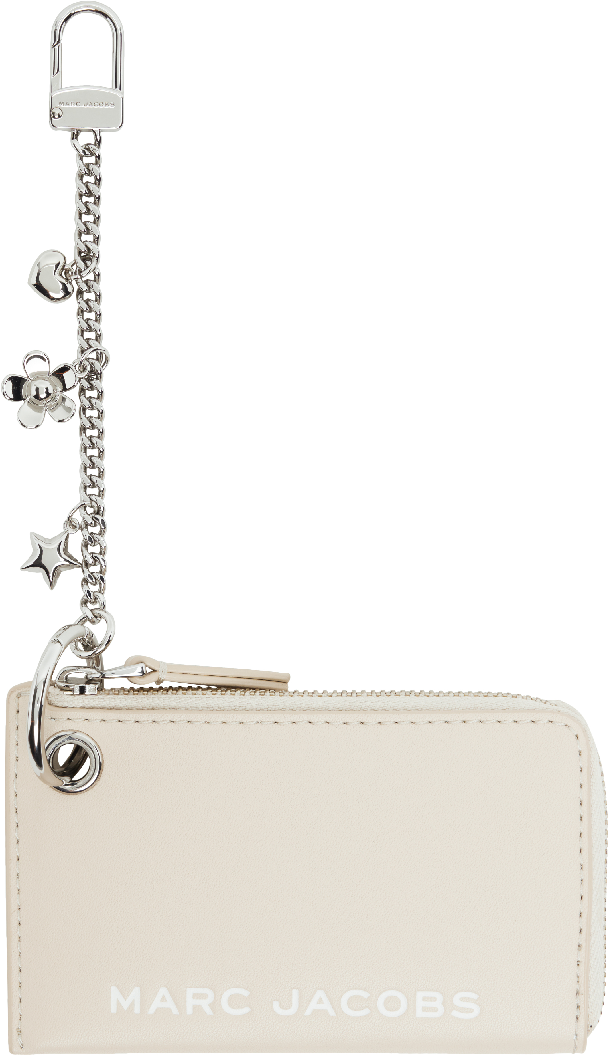 Marc Jacobs Off-white 'the Top Zip Charm' Coin Pouch In Orange