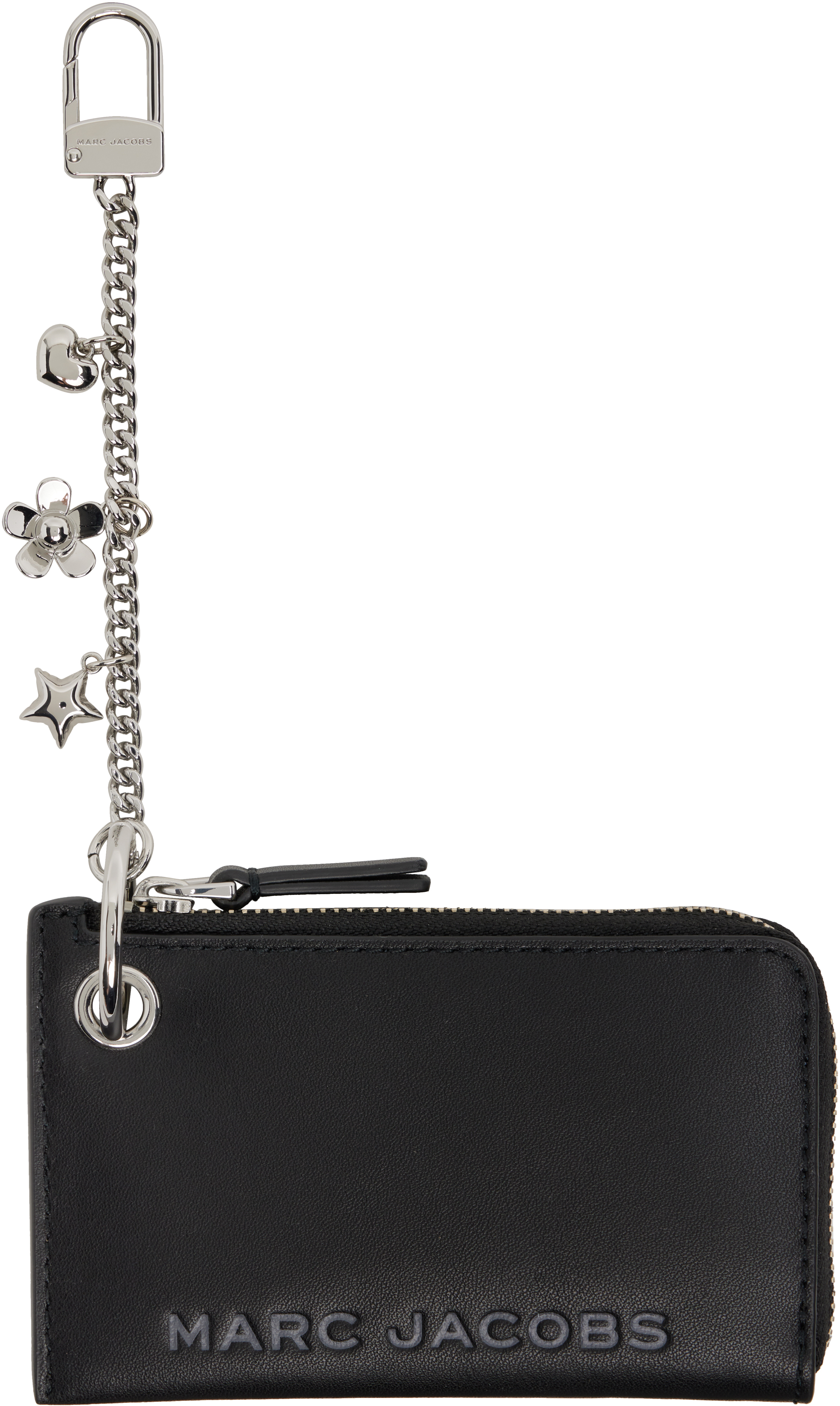 Marc Jacobs Black 'the Top Zip Charm' Coin Pouch In Neutral