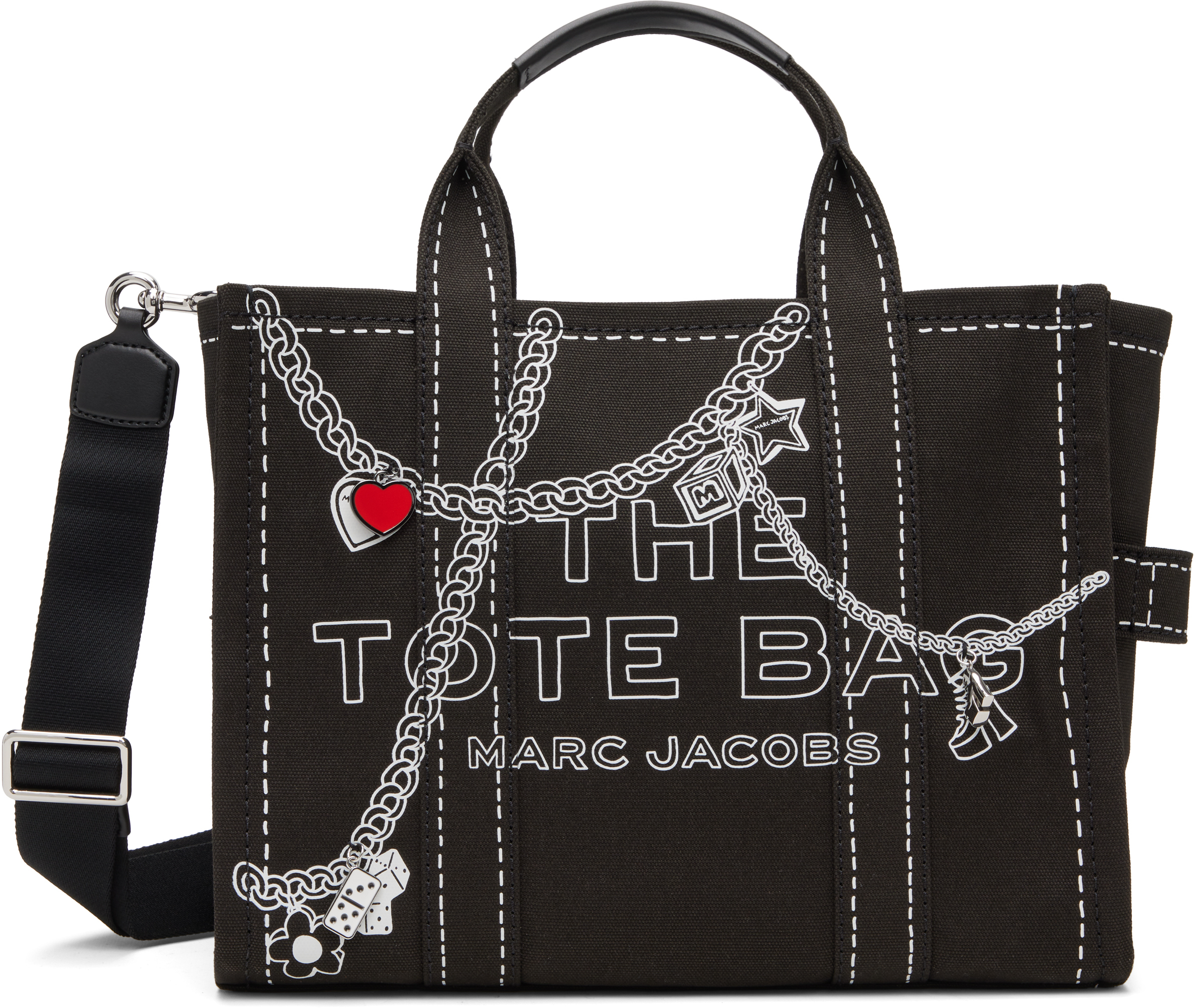 (取寄) マークジェイコブス レディース ザ トランプ ロイユ チャーム キャンバス ミディアム トート バッグ Marc Jacobs women The Trompe L'oeil Charm Canvas Medium Tote Bag Black Multi Marc Jacobs: Black 'The Trompe L'Oeil Charm Canvas Medium' Tote