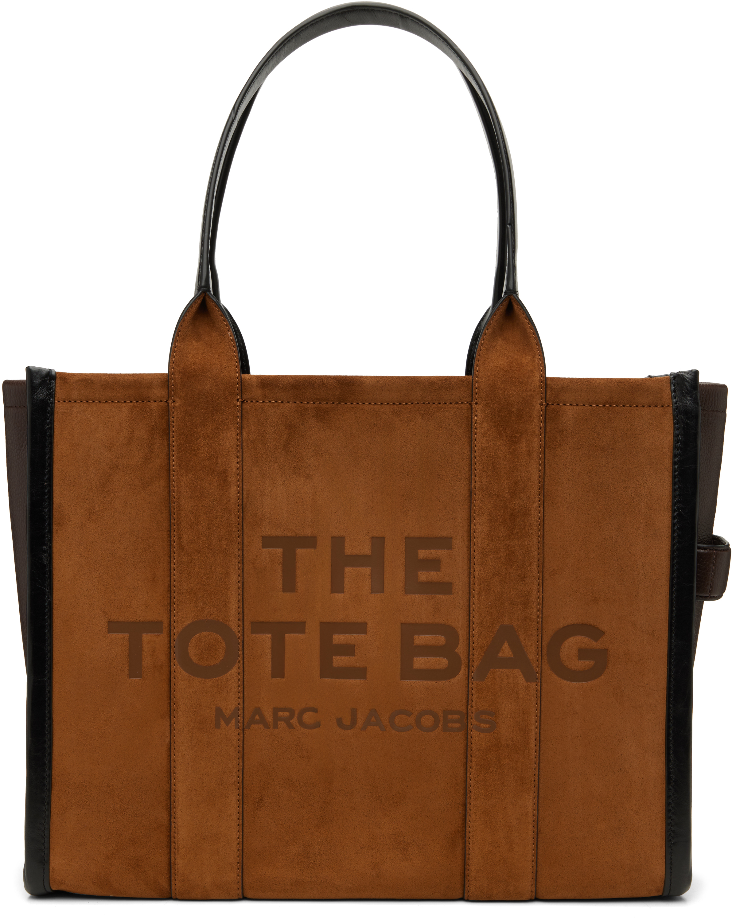 Marc Jacobs: Tan & Brown 'The Suede Large' Tote | SSENSE Marc Jacobs: Tan & Brown 'The Suede Large' Tote | SSENSE