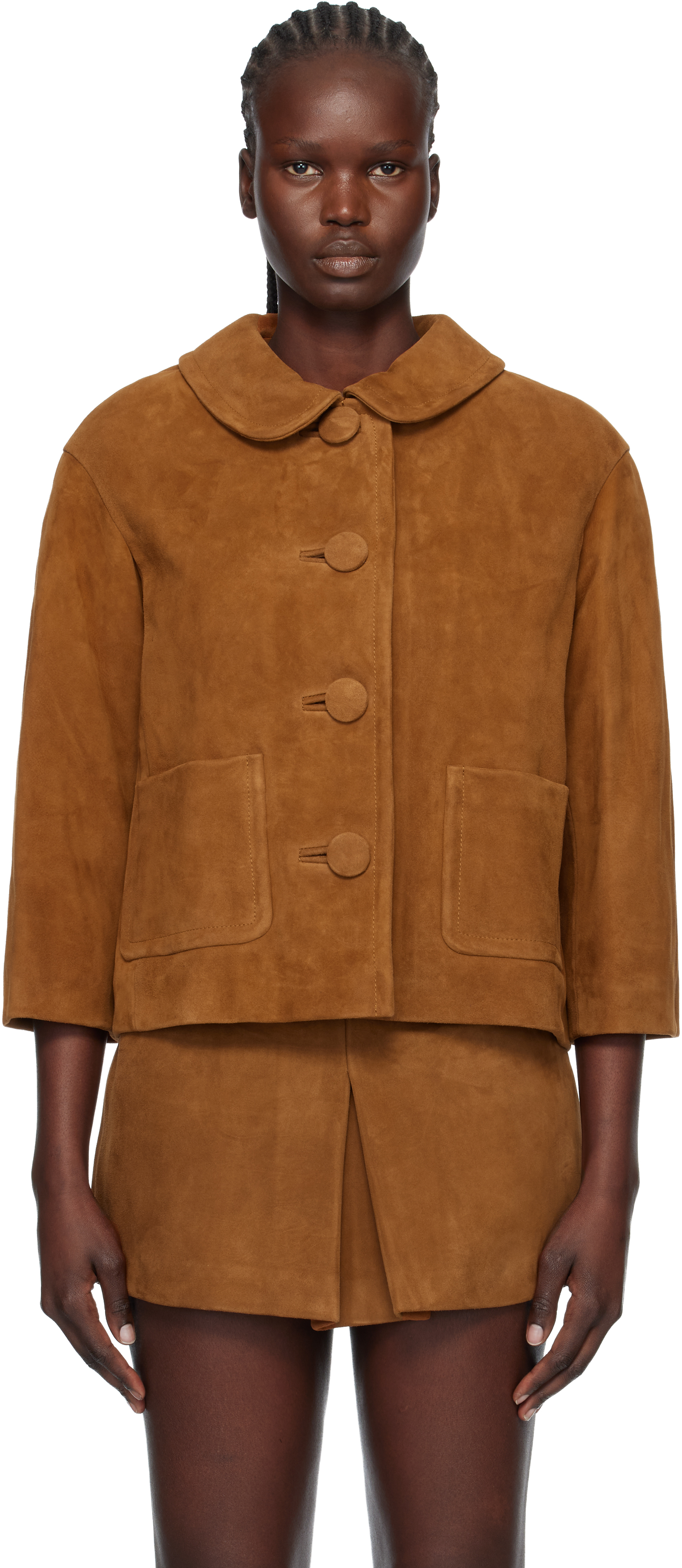 Marc Jacobs Tan Doll Suede Jacket In Brown