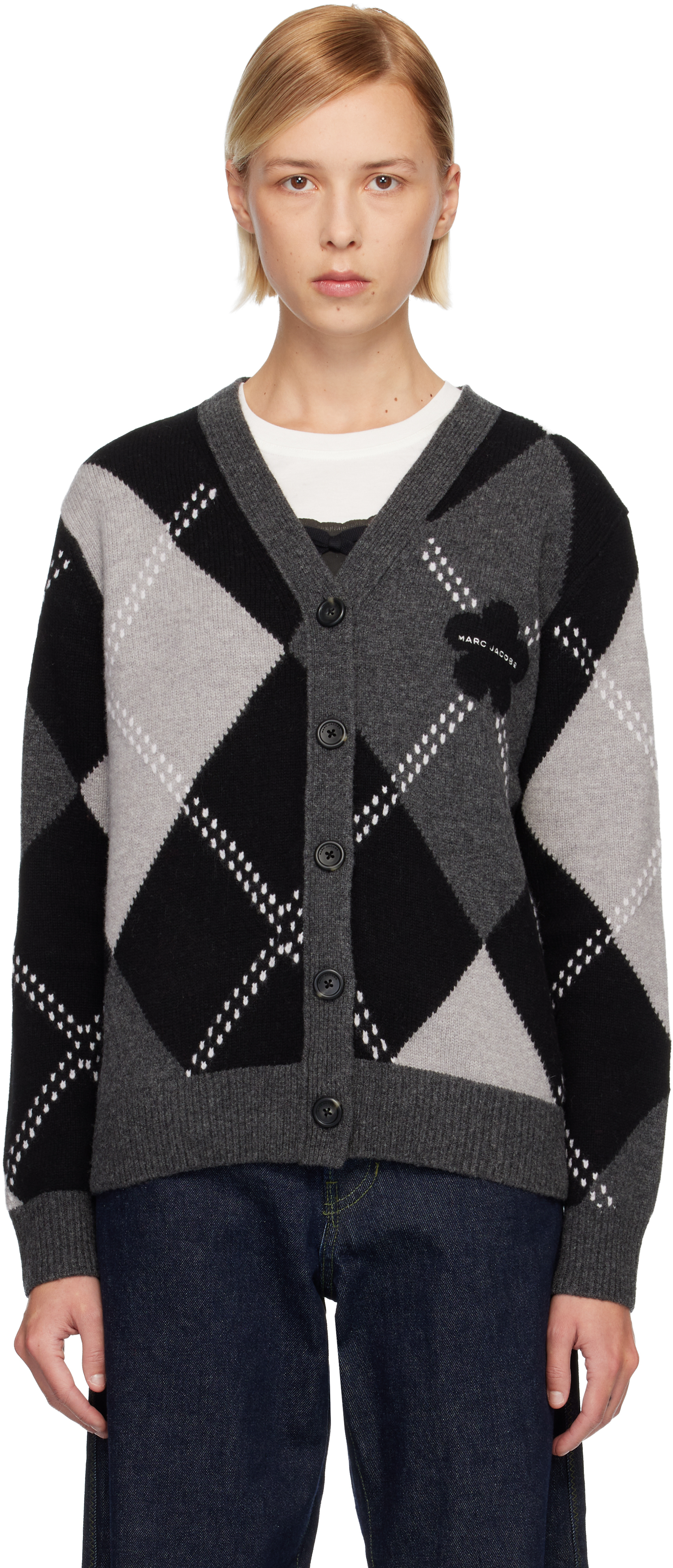 MARC JACOBS カーディガン Marc Jacobsのグレー Preppy Daisy アーガイル カーディガンがセール中