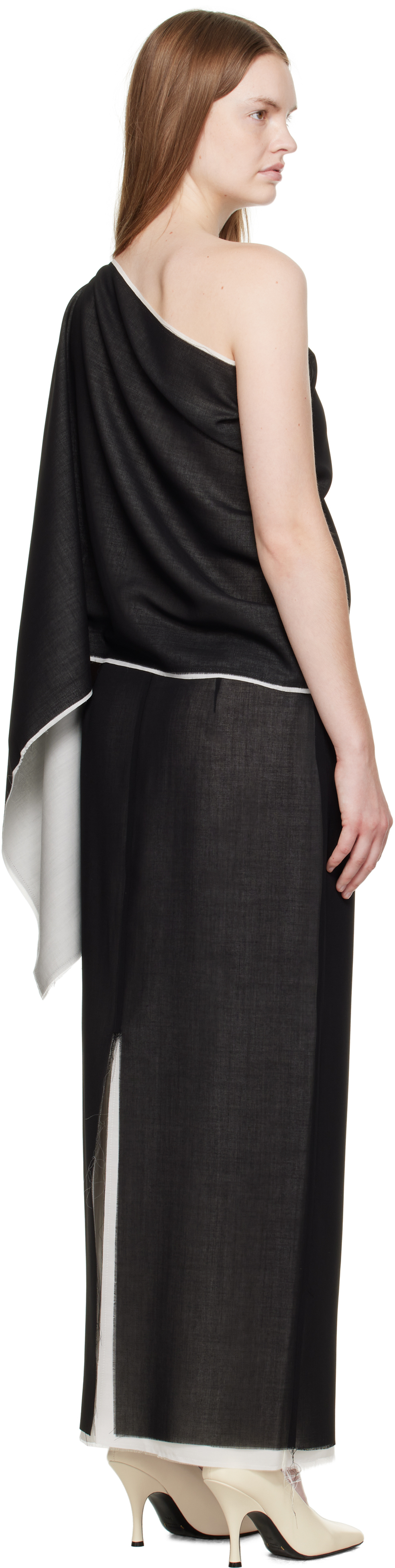 La Collection Black Macha Raw Scarf Top In Multi