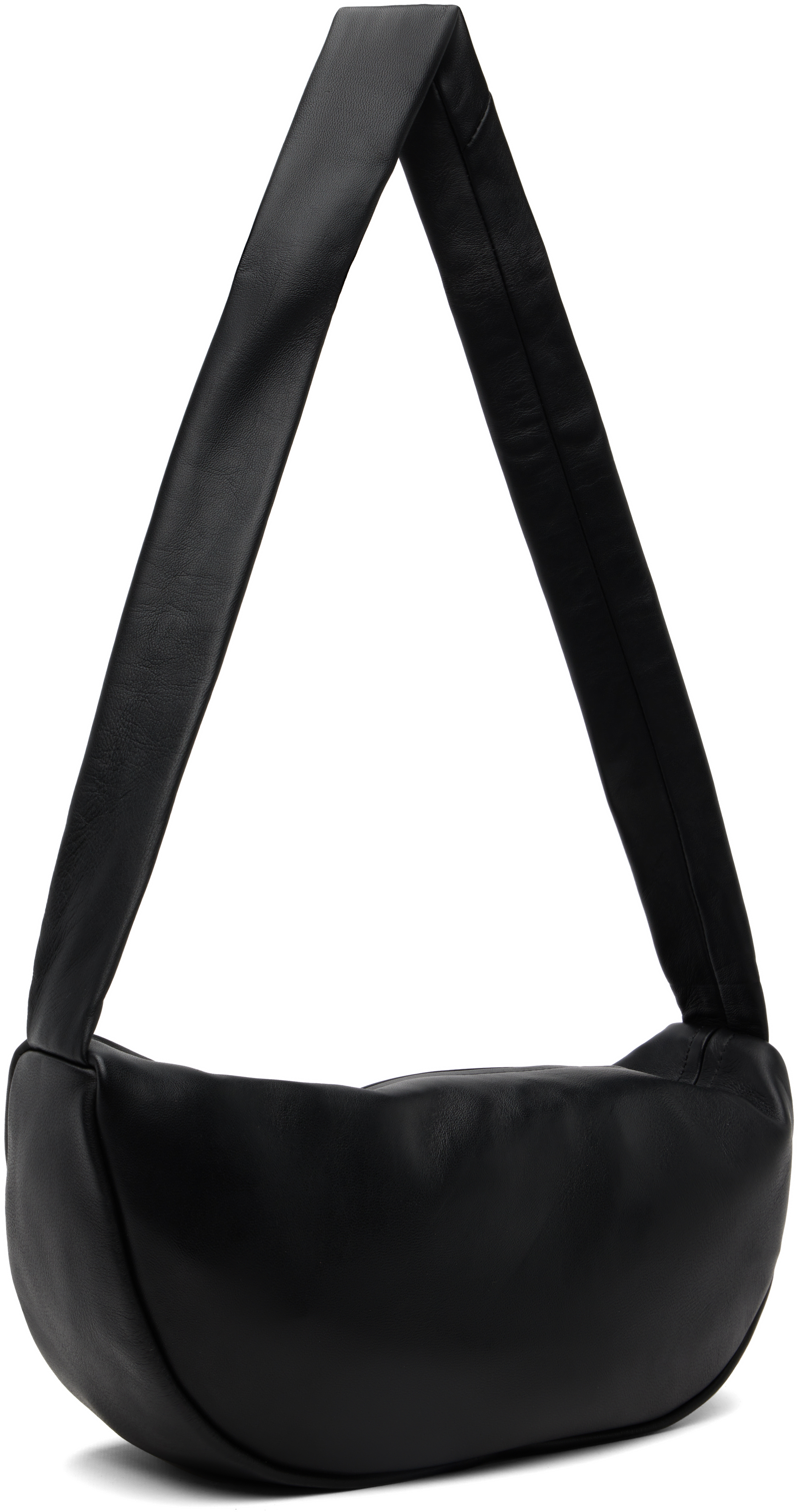 St Agni Black Soft Crescent Bag In Black