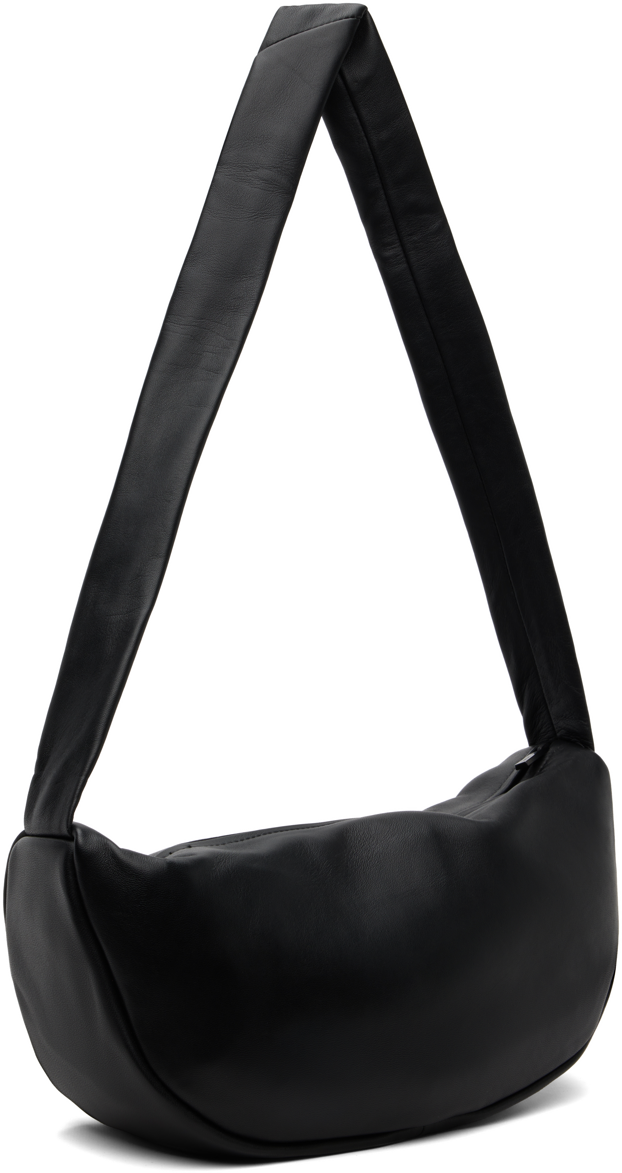 St Agni Black Soft Crescent Bag In Black