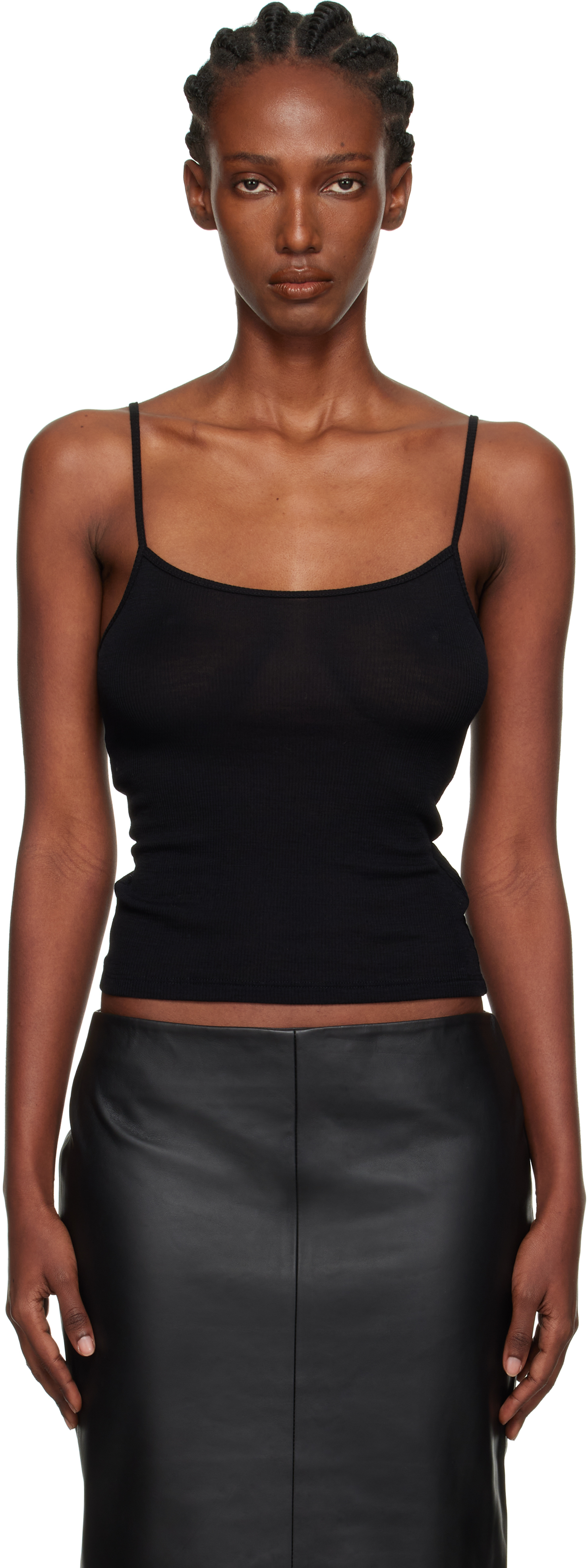 St Agni Black Wool Baby Camisole In Black