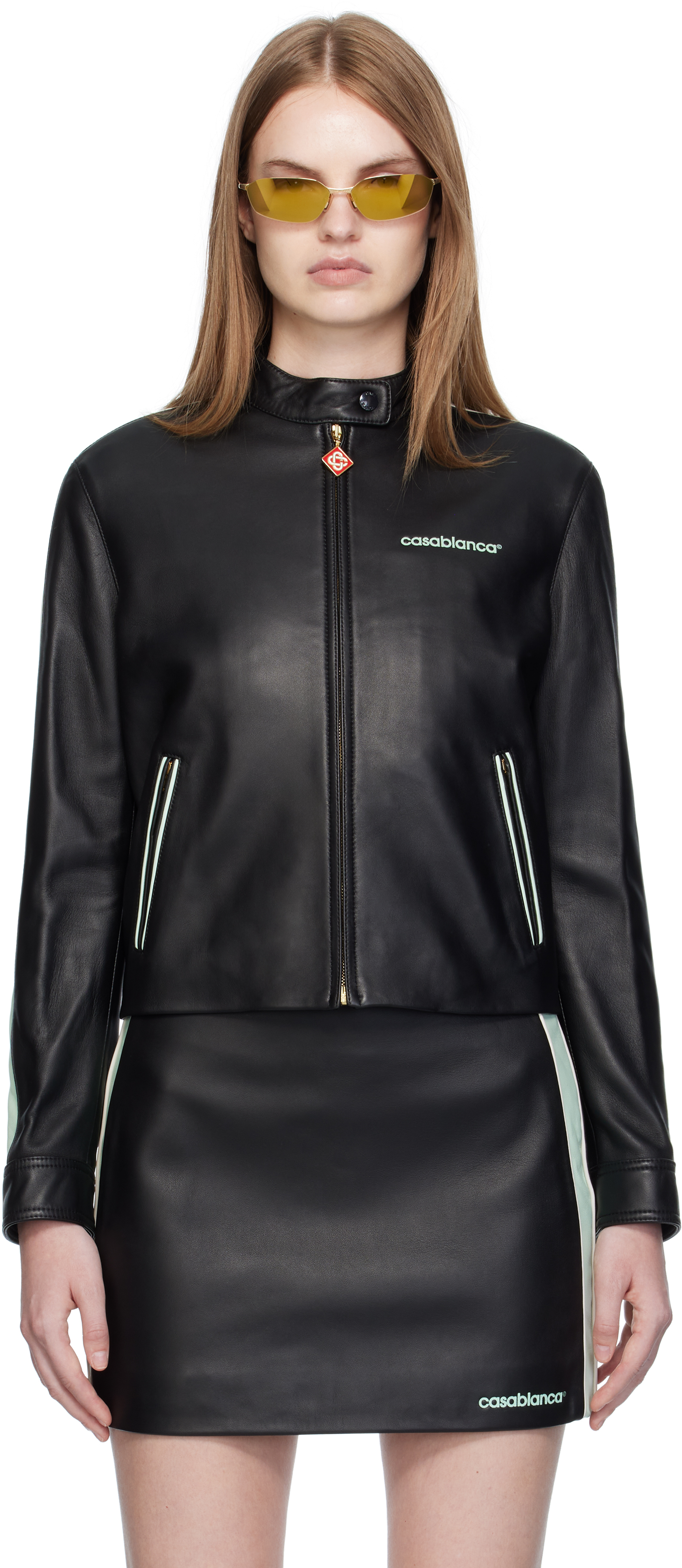 Casablanca Womens Black Racer Regular-fit Leather Jacket In Black