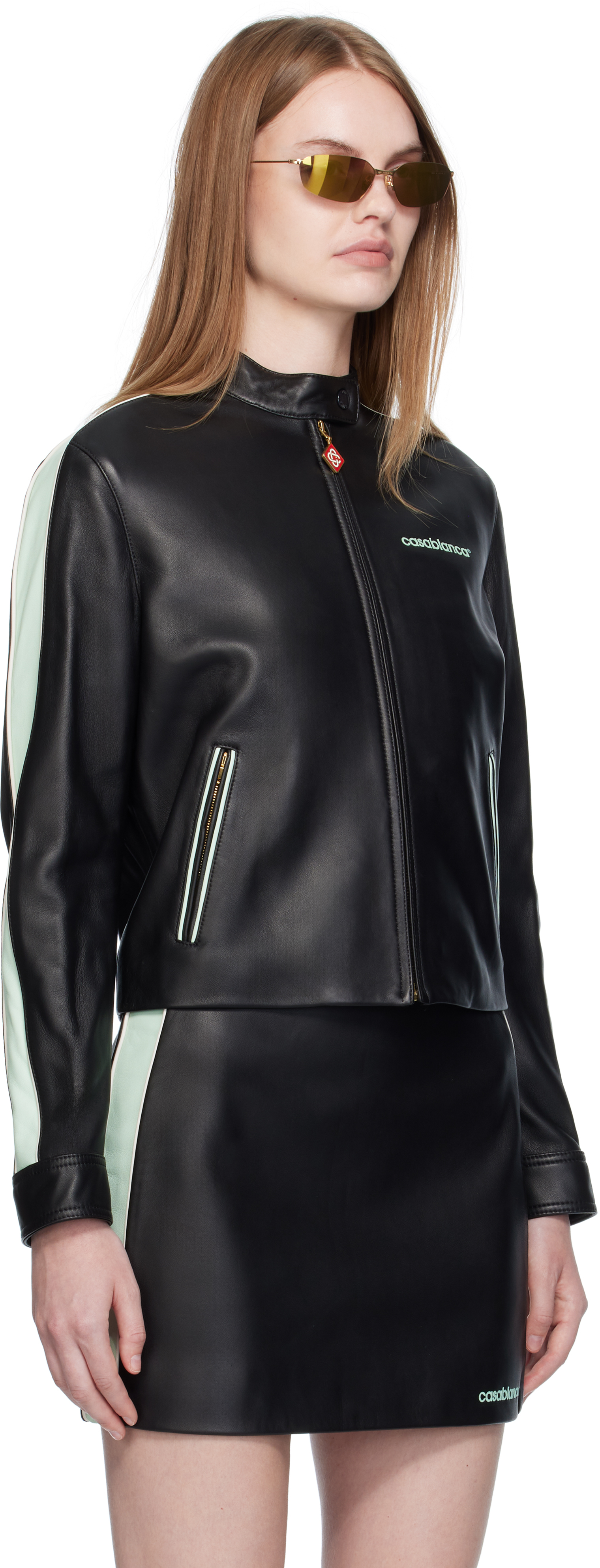 Casablanca Womens Black Racer Regular-fit Leather Jacket In Black