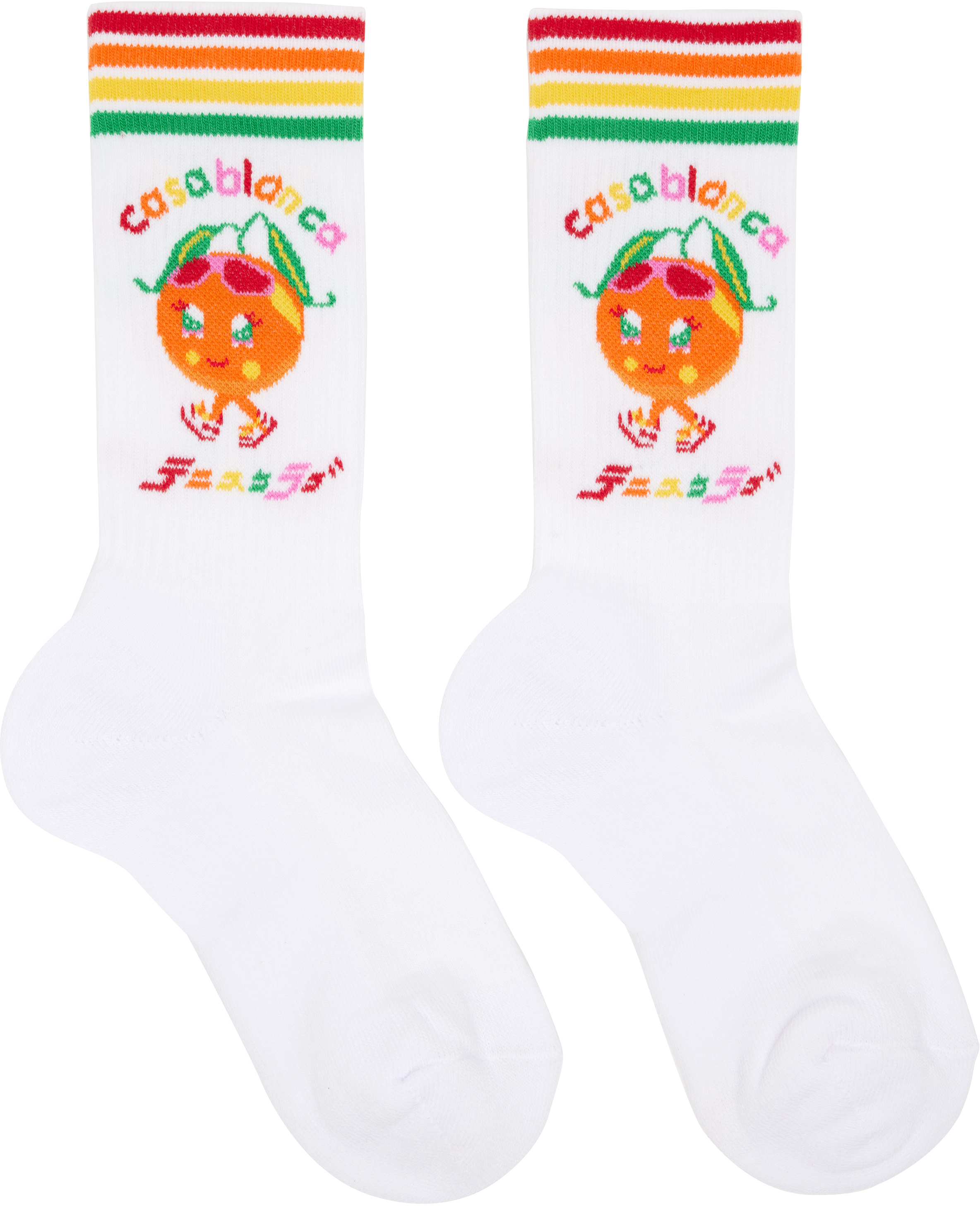 Casablanca White Kawaii Orange Socks In Multi